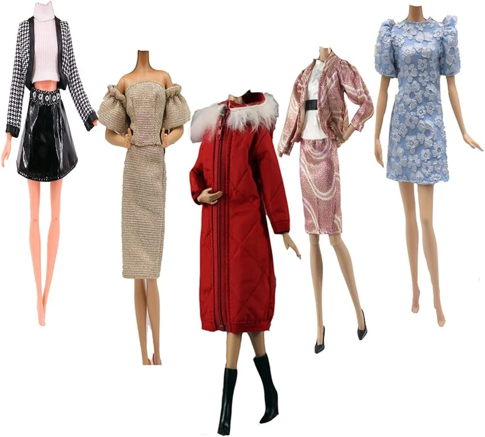 لباس عروسک لنس هوم، 5 ست لباس شامل لباس بهاری، شلوار، بادگیر و کلاه برای عروسک های 11.5 اینچی، لوازم جانبی با استایل تصادفی (C)