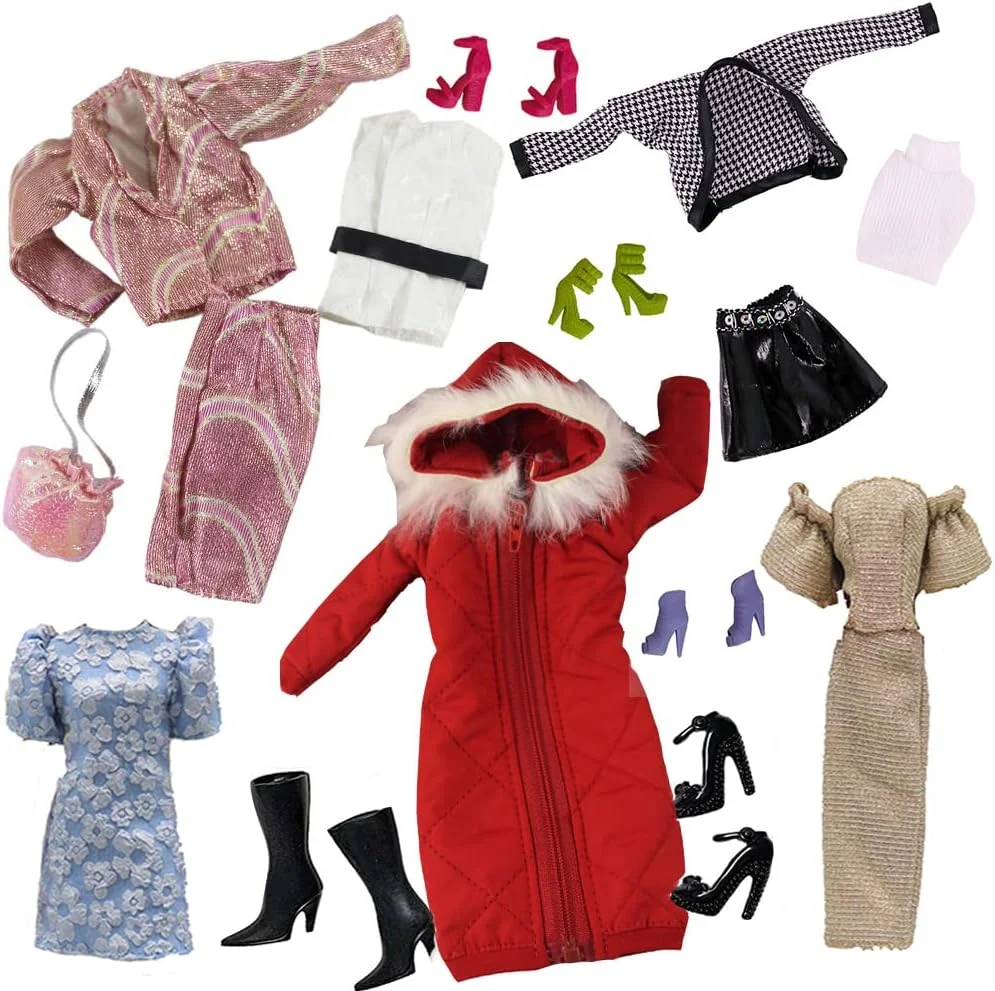 لباس عروسک لنس هوم، 5 ست لباس شامل لباس بهاری، شلوار، بادگیر و کلاه برای عروسک های 11.5 اینچی، لوازم جانبی با استایل تصادفی (C)