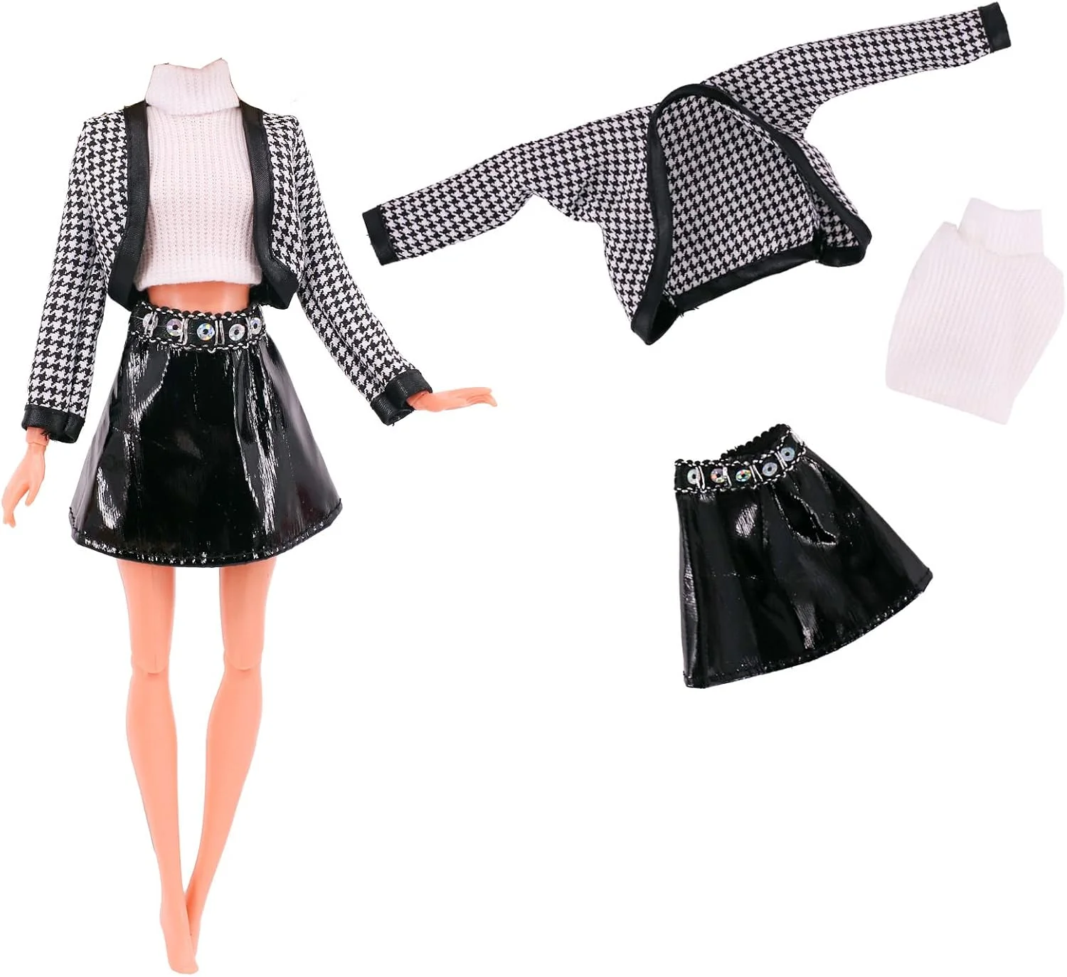 لباس عروسک لنس هوم، 5 ست لباس شامل لباس بهاری، شلوار، بادگیر و کلاه برای عروسک های 11.5 اینچی، لوازم جانبی با استایل تصادفی (C)