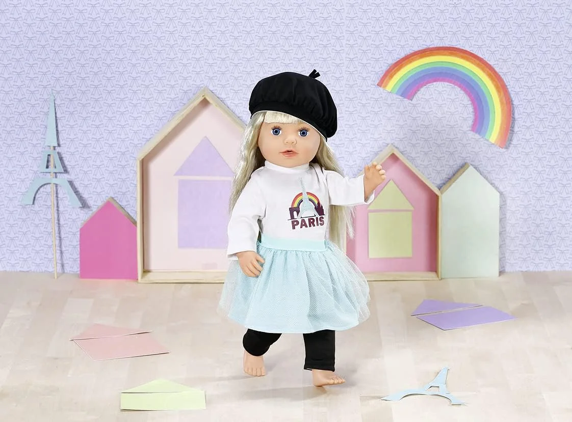 ست لباس دالی مدا مدل Paris Look مناسب عروسک های 43 سانتی متری - مناسب برای دستان کوچک، بازی خلاقانه باعث تقویت همدلی و مهارت های اجتماعی می شود، برای کودکان 3 سال به بالا - شامل لگ، دامن و کلاه ست لباس دالی مدا مدل Paris Look مناسب عروسک های 43 سانتی متری - مناسب برای دستان کوچک، بازی خلاقانه باعث تقویت همدلی و مهارت های اجتماعی می شود، برای کودکان 3 سال به بالا - شامل لگ، دامن و کلاه