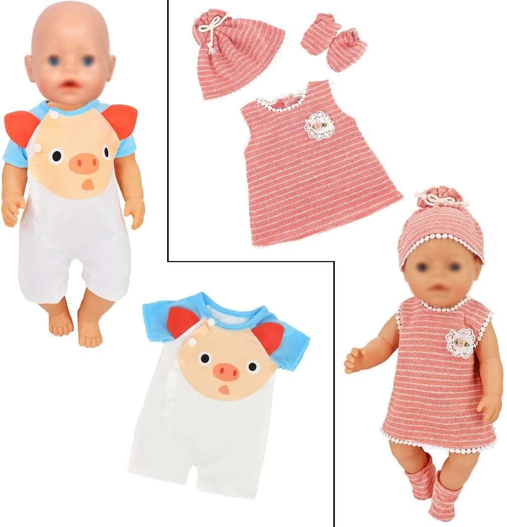 ebuddy 10 ست لباس عروسک شامل لباس، بیکینی، رامپر، لباس دکتر، لباس خواب، هدبند و کلاه برای عروسک های نوزاد 43 سانتی متری/17 اینچی ebuddy 10 ست لباس عروسک شامل لباس، بیکینی، رامپر، لباس دکتر، لباس خواب، هدبند و کلاه برای عروسک های نوزاد 43 سانتی متری/17 اینچی