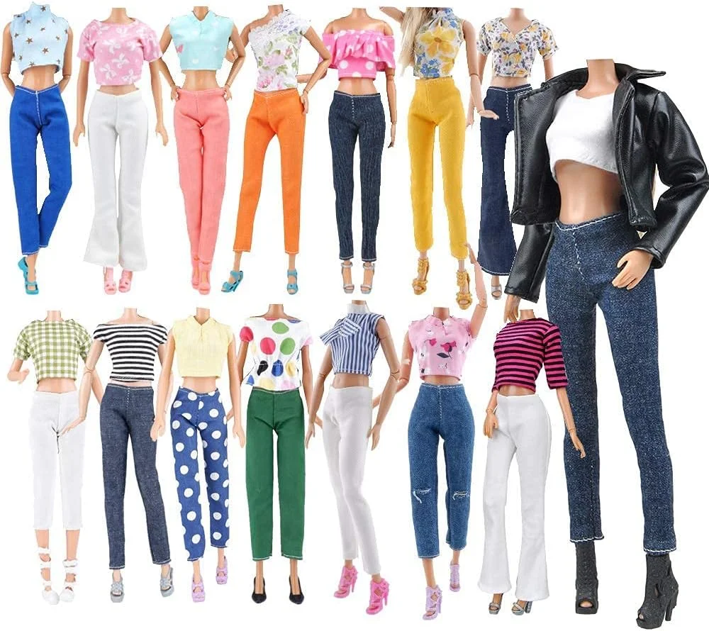 E-TING بسته 15 عددی = 5 دست لباس عروسک با 10 جفت کفش، لوازم جانبی برای لباس های عروسک دخترانه 11.5 اینچی، سبک تصادفی (کت چرمی + لباس غیر رسمی) E-TING بسته 15 عددی = 5 دست لباس عروسک با 10 جفت کفش، لوازم جانبی برای لباس های عروسک دخترانه 11.5 اینچی، سبک تصادفی (کت چرمی + لباس غیر رسمی)