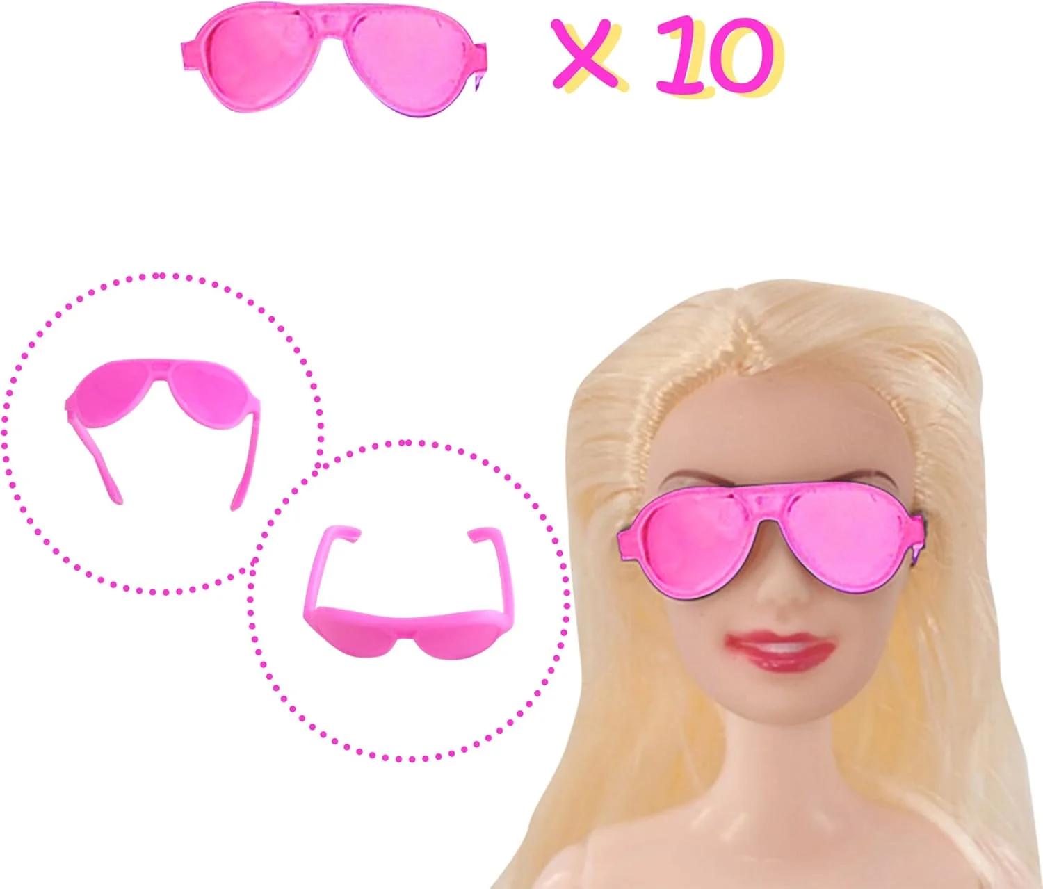 آویز لباس عروسک AMETUS و گردنبند، مناسب برای عروسک های 11.5 اینچی، لوازم جانبی برای کمد لباس، 70 عدد، صورتی