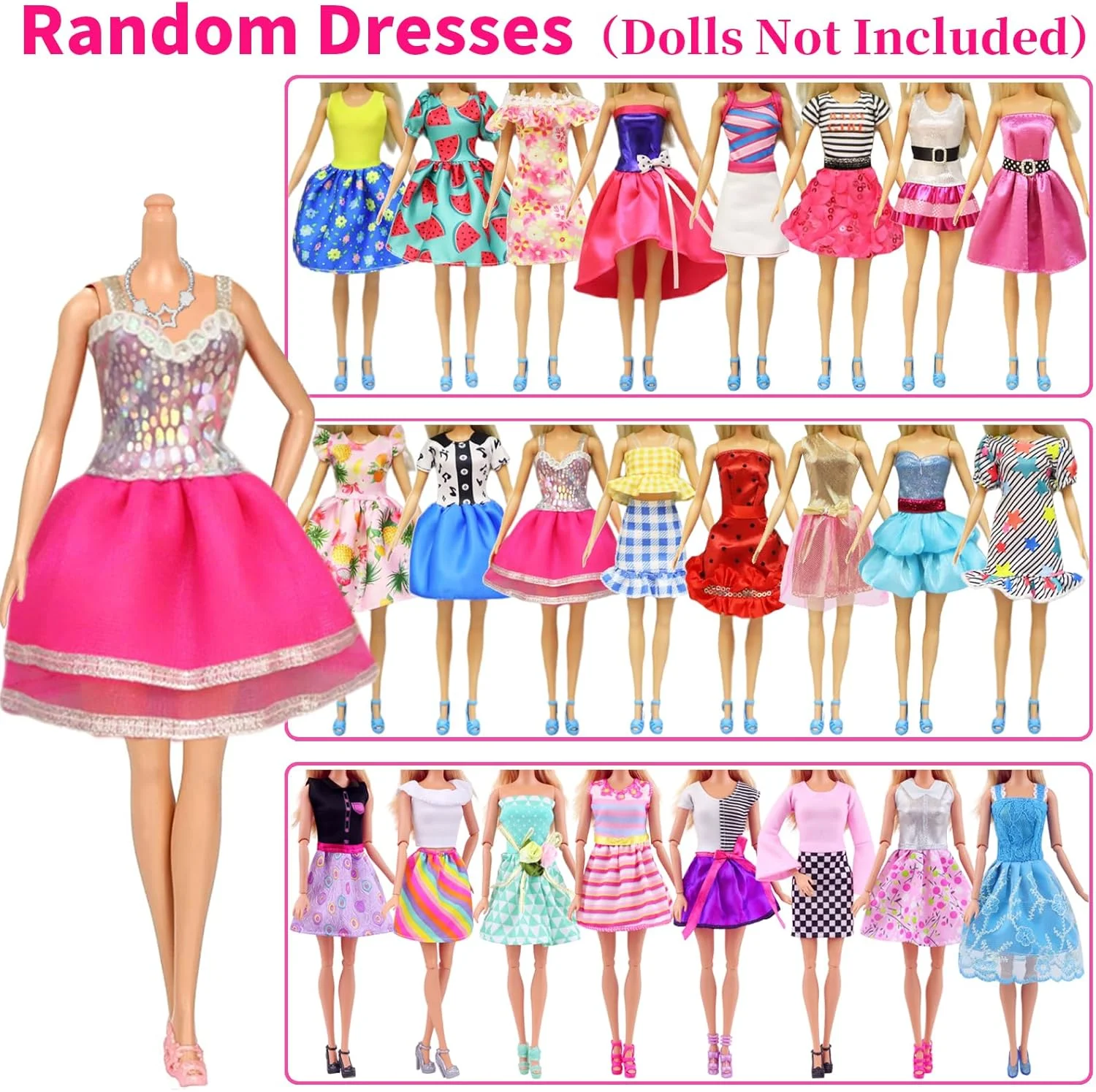 اکور فان 30 تکه لباس و لوازم جانبی عروسک، شامل 5 ست لباس مد روز، 5 دامن مد روز، 10 پیراهن کوتاه، 10 جفت کفش، ست لباس های غیر رسمی مد روز، مناسب برای عروسک های 11.5 اینچی