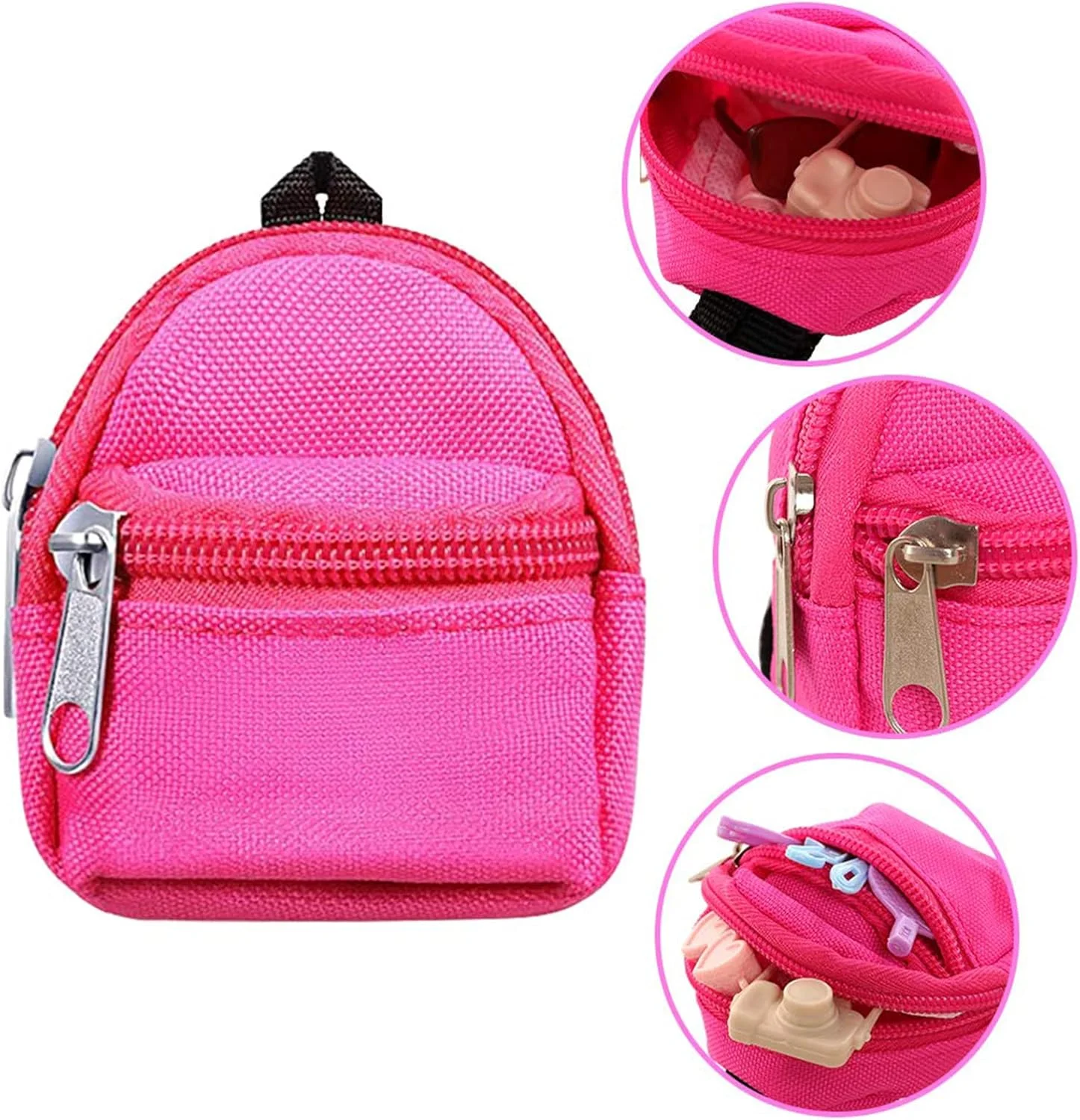 باروا 5 تکه لوازم جانبی مسافرتی عروسک، 2 عدد کوله پشتی عروسک با زیپ، 2 عدد عینک آفتابی و 1 عدد تلسکوپ برای عروسک 11.5 اینچی