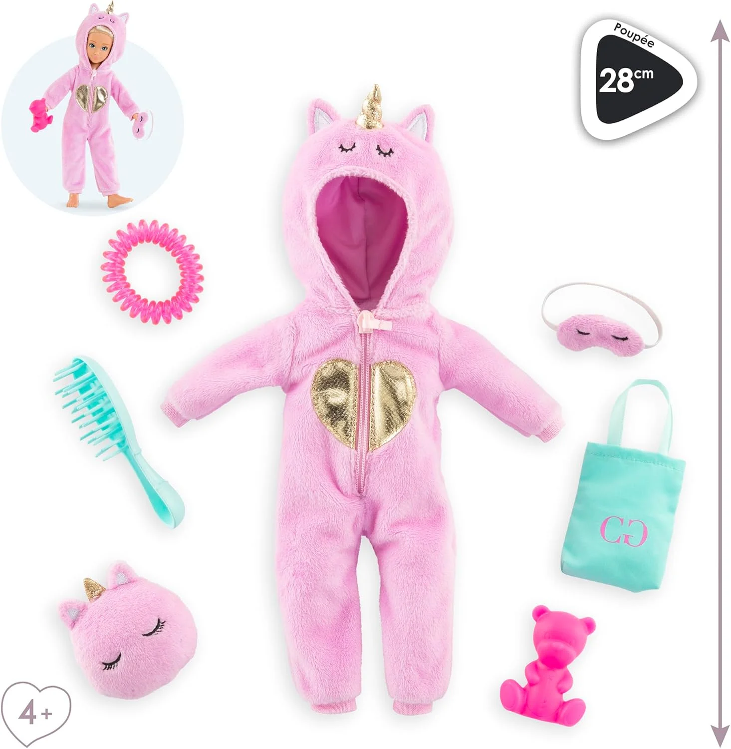 ست لوازم جانبی دخترانه کرول، لباس خواب طرح یونیکورن، 7 تکه، مناسب برای تمام عروسک های 28 سانتی متری ست لوازم جانبی دخترانه کرول، لباس خواب طرح یونیکورن، 7 تکه، مناسب برای تمام عروسک های 28 سانتی متری