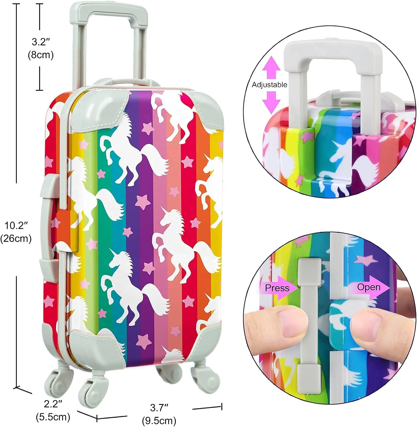 زیتا المنت 24 تکه لباس و لوازم جانبی عروسک دخترانه 18 اینچی، ست چمدان مسافرتی برای لوازم جانبی عروسک 18 اینچی، وسایل تک شاخ