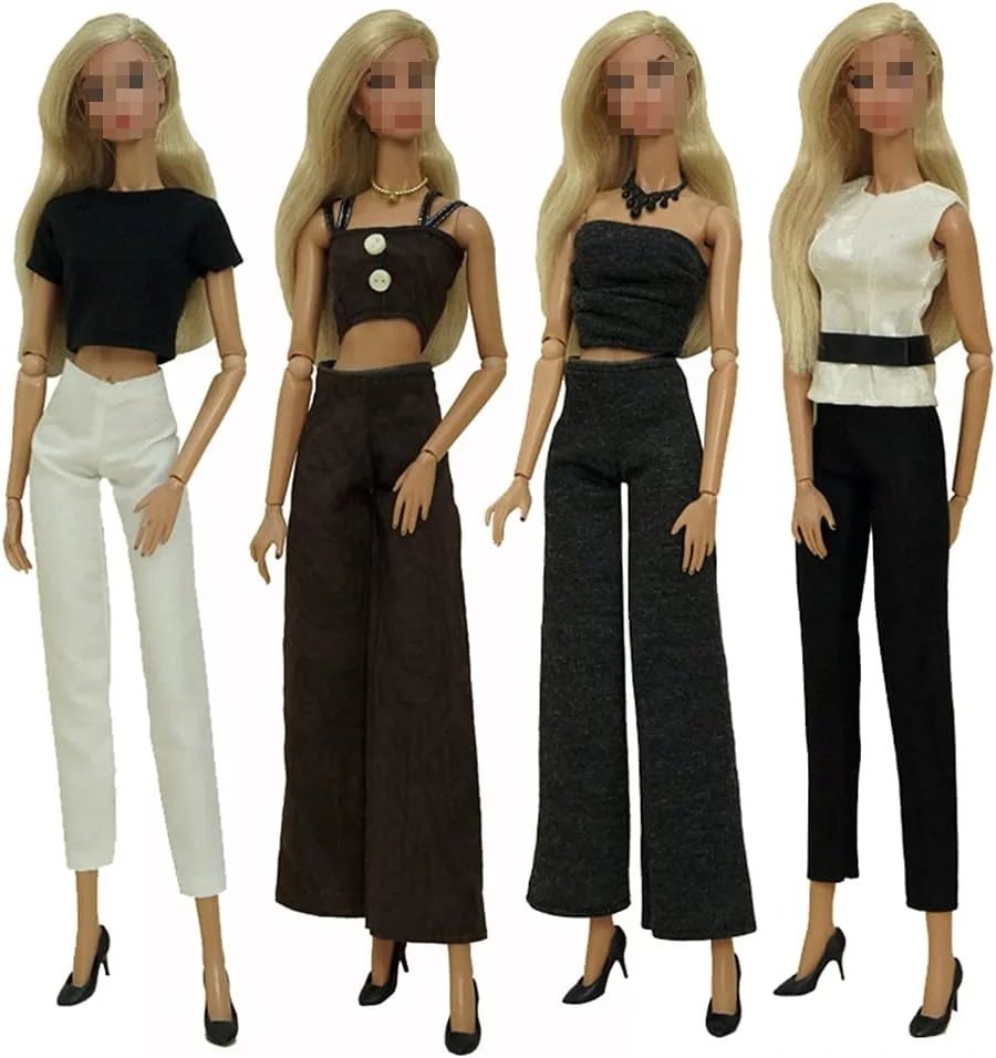 لباس عروسک لنس هوم، 5 ست لباس شامل کت پاپیونی، شلوار، بادگیر و کلاه برای عروسک های 11.5 اینچی، لوازم جانبی با استایل تصادفی