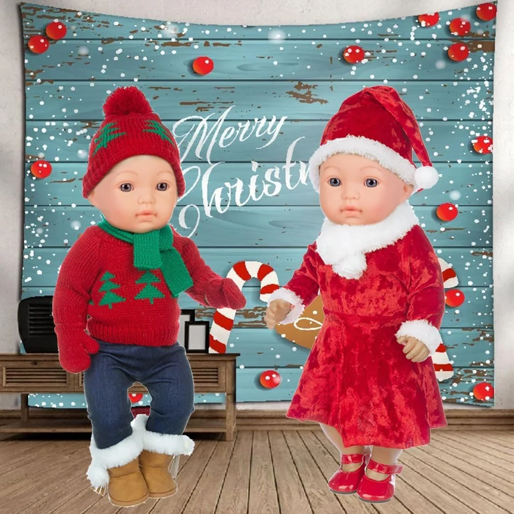 لباس و لوازم جانبی عروسک Ebuddy - ست لباس بابانوئل کریسمس برای عروسک های 17 و 18 اینچی، شامل ست ژاکت درخت کریسمس