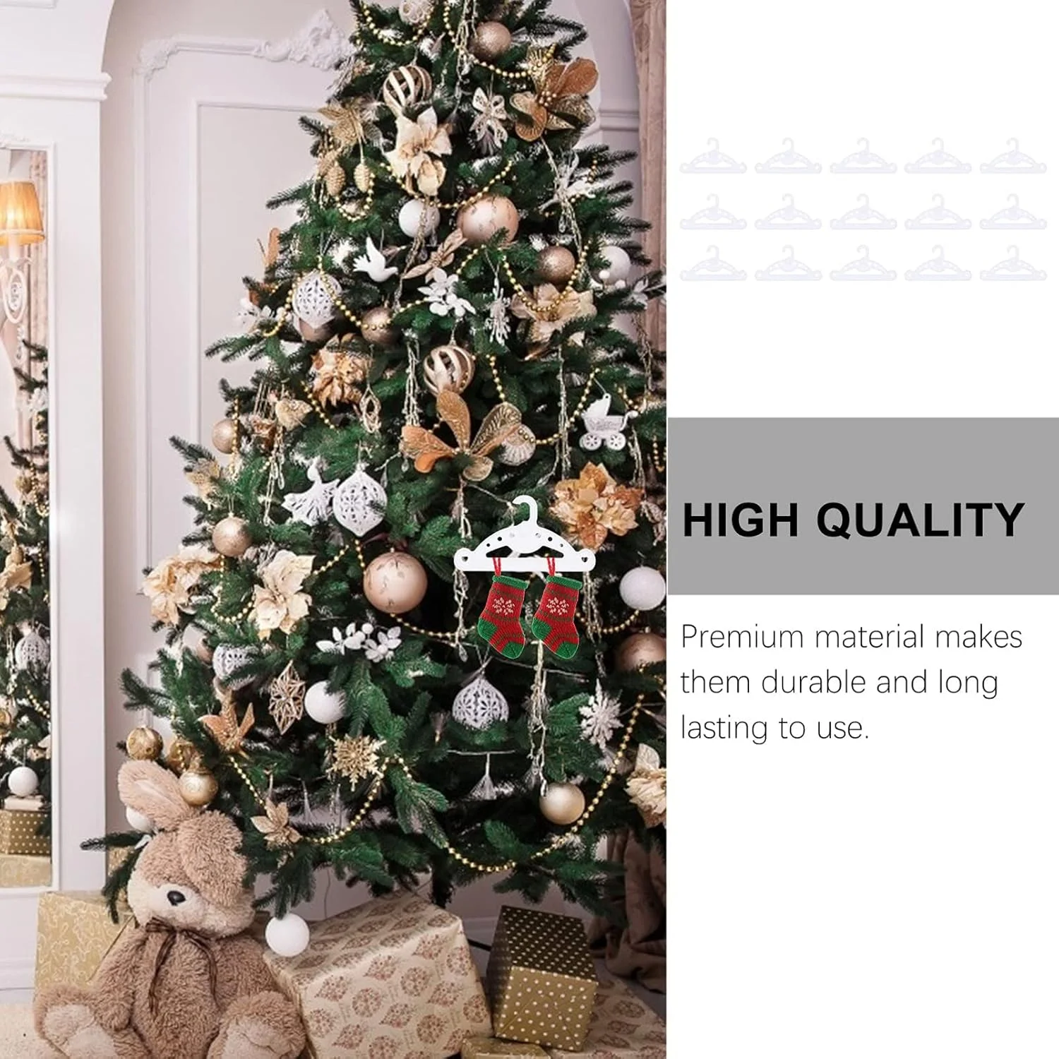 آویز لباس عروسک YJXPP، مجموعه 15 عددی، مناسب لباس عروسک، لوازم جانبی عروسک، نگهدارنده جوراب کریسمس