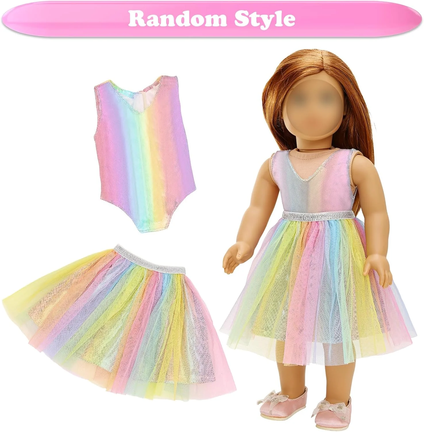 لباس و لوازم جانبی عروسک BARWA برای عروسک های 18 اینچی، لباس توتو پری دریایی، لباس های غیر رسمی، لباس شنا، لباس زیر… (J: 2 عدد لباس توتو رنگین کمانی)