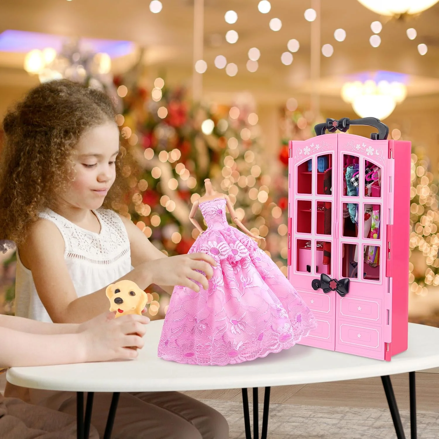 کمد لباس عروسک فشن Ecore Fun با 120 قطعه برای نگهداری لباس و لوازم جانبی عروسک شامل لباس، پیراهن، کفش، جاکفشی، کیف، گردنبند، چوب لباسی برای لباس عروسک دخترانه 11.5 اینچی کمد لباس عروسک فشن Ecore Fun با 120 قطعه برای نگهداری لباس و لوازم جانبی عروسک شامل لباس، پیراهن، کفش، جاکفشی، کیف، گردنبند، چوب لباسی برای لباس عروسک دخترانه 11.5 اینچی