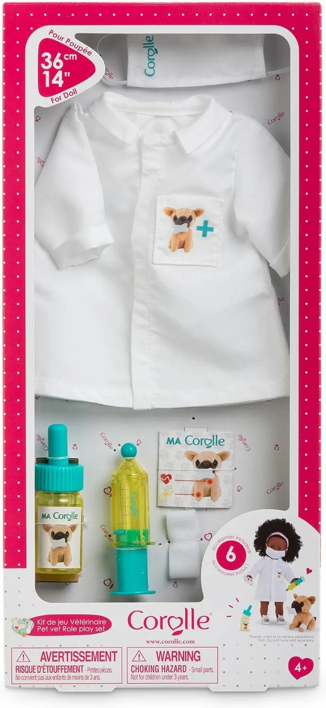 ست لوازم دامپزشکی Corolle 9000212370، مناسب برای تمام عروسک های 36 سانتی متری MaCorolle، از 4 سال به بالا