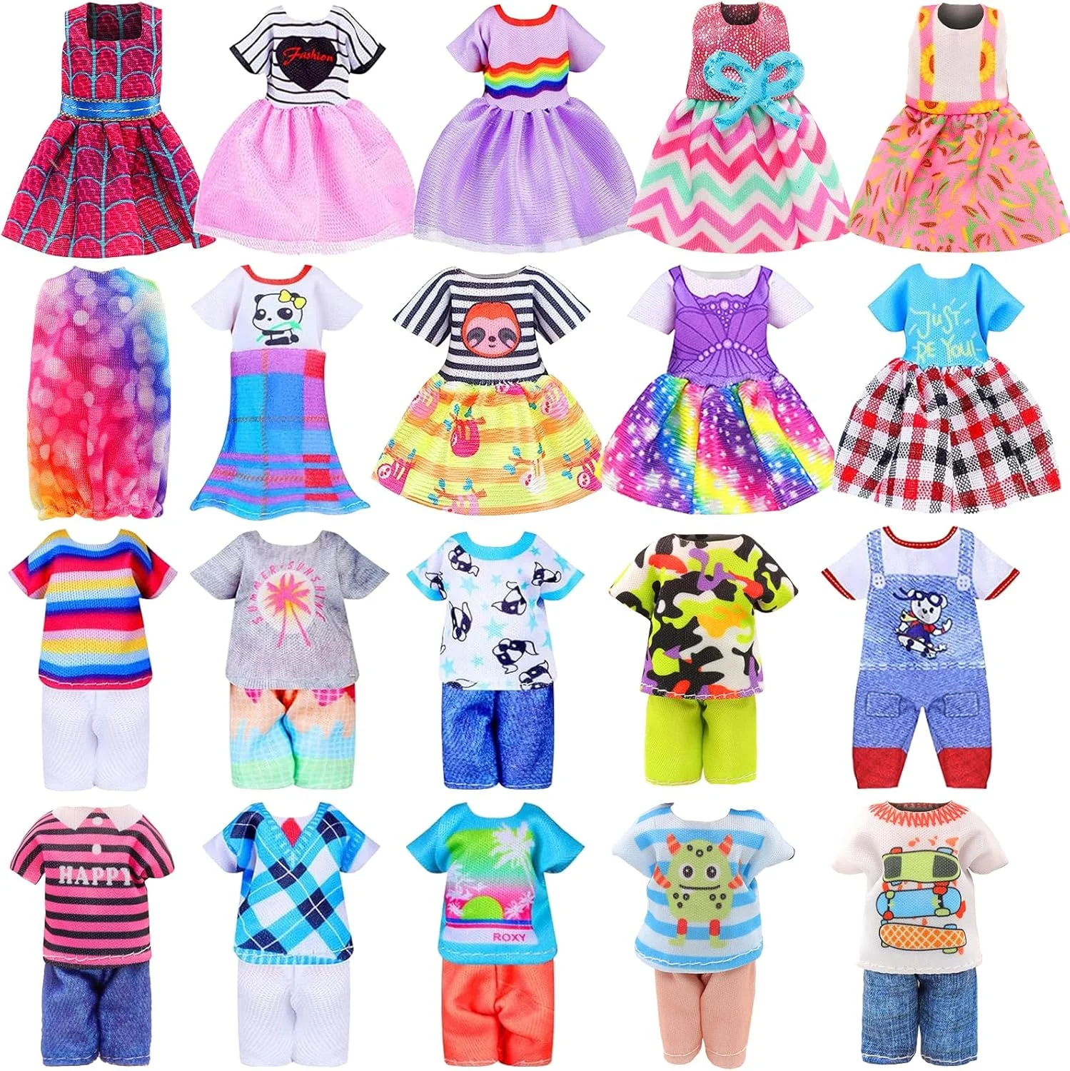 ENOCHT Joyfun 7 تکه لباس عروسک دخترانه 6 اینچی شامل 3 عدد لباس، 2 عدد لباس بیرونی و 2 جفت کفش برای عروسک خواهر 4 اینچی دخترانه 11.5 اینچی