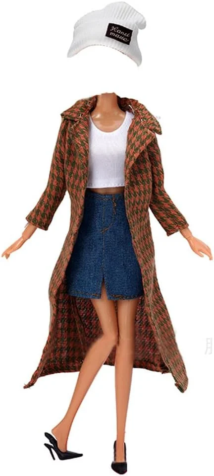 لباس عروسک لنس هوم، 5 ست لباس چهارخانه اسکاتلندی لباس های پاییزی لباس های بهاری ژاکت شلوار کفش جوراب کیف برای عروسک های 11.5 اینچی لوازم جانبی هدیه کودک