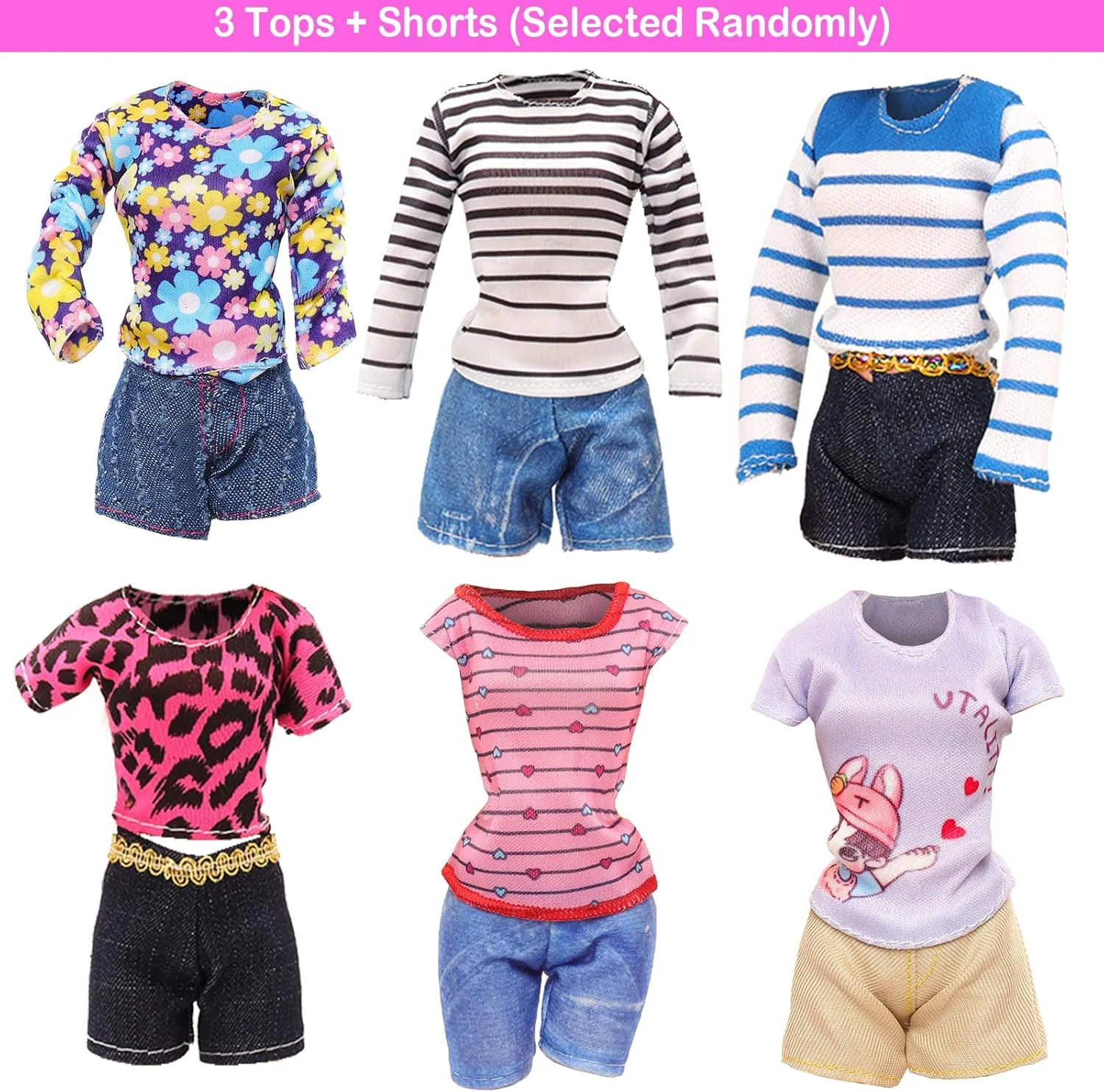 ENOCHT Joyfun ست لباس و لوازم جانبی عروسک 40 تکه شامل 6 شلوار، 10 کفش، 15 لوازم آرایشی و 9 لوازم غذاخوری برای عروسک های دخترانه 11.5 اینچی