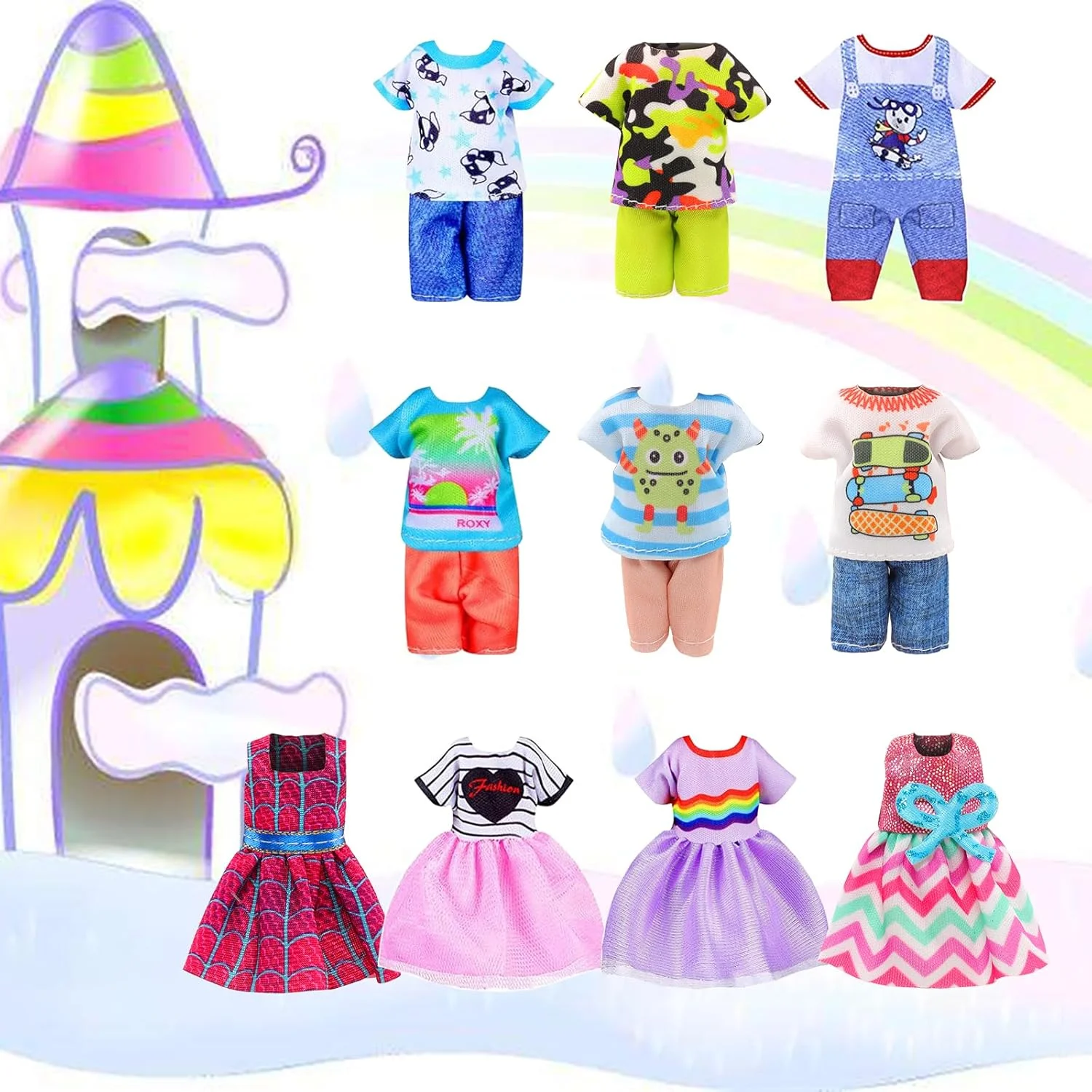 ENOCHT Joyfun 7 تکه لباس عروسک دخترانه 6 اینچی شامل 3 عدد لباس، 2 عدد لباس بیرونی و 2 جفت کفش برای عروسک خواهر 4 اینچی دخترانه 11.5 اینچی ENOCHT Joyfun 7 تکه لباس عروسک دخترانه 6 اینچی شامل 3 عدد لباس، 2 عدد لباس بیرونی و 2 جفت کفش برای عروسک خواهر 4 اینچی دخترانه 11.5 اینچی