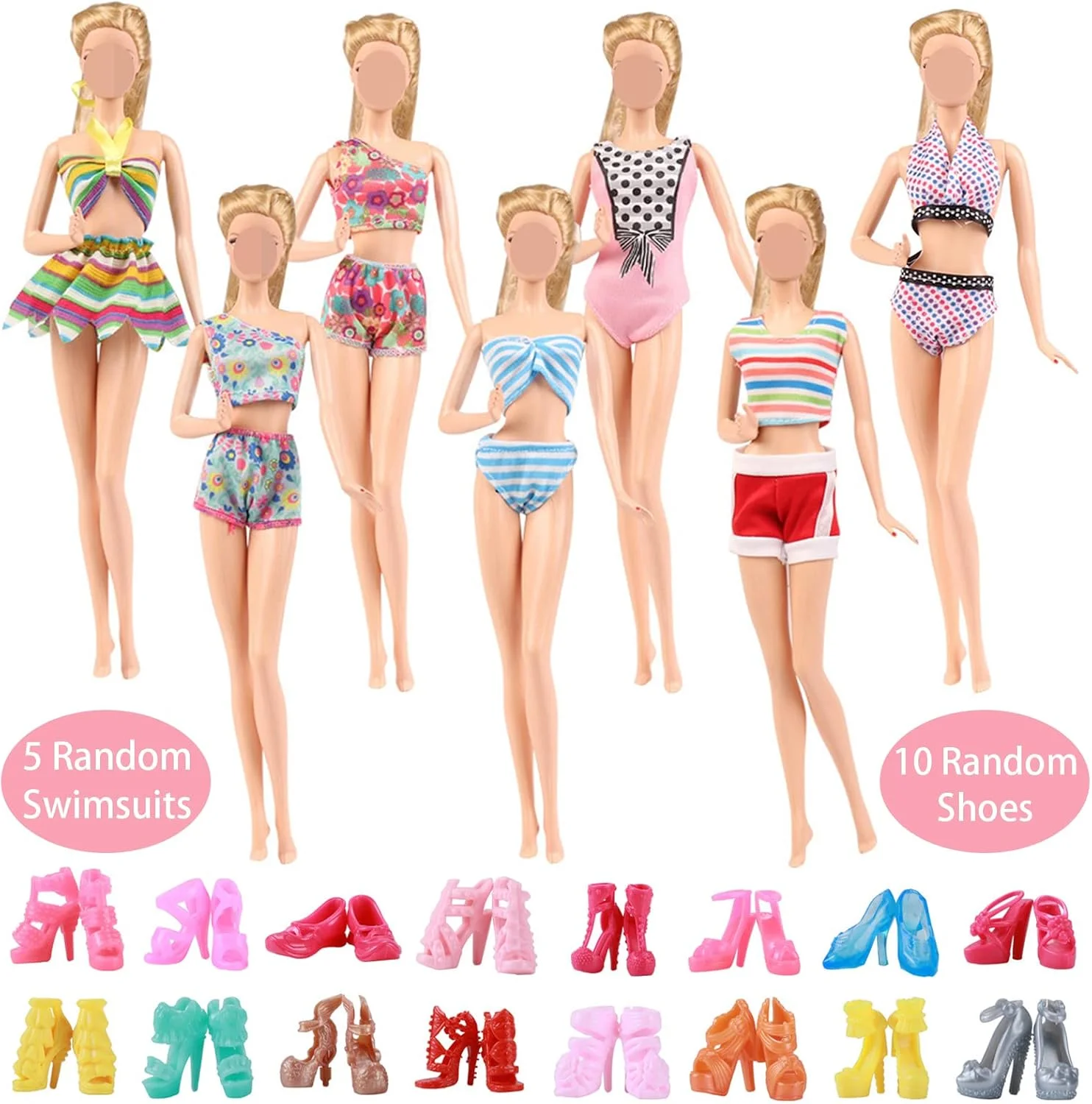ست 28 تکه لباس و لوازم جانبی عروسک WanderGo برای عروسک های دخترانه 11.5 اینچی: 3 لباس پری دریایی، 5 مایو، 10 کفش، 5 گردنبند، 5 لوازم جانبی مو - تم تابستانی/ساحلی ست 28 تکه لباس و لوازم جانبی عروسک WanderGo برای عروسک های دخترانه 11.5 اینچی: 3 لباس پری دریایی، 5 مایو، 10 کفش، 5 گردنبند، 5 لوازم جانبی مو - تم تابستانی/ساحلی