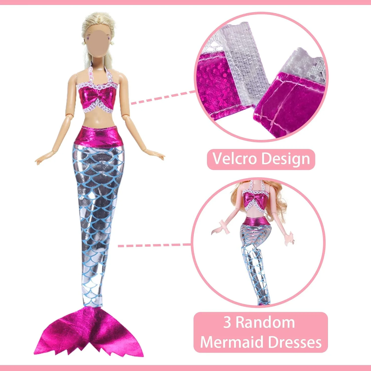 ست 28 تکه لباس و لوازم جانبی عروسک WanderGo برای عروسک های دخترانه 11.5 اینچی: 3 لباس پری دریایی، 5 مایو، 10 کفش، 5 گردنبند، 5 لوازم جانبی مو - تم تابستانی/ساحلی ست 28 تکه لباس و لوازم جانبی عروسک WanderGo برای عروسک های دخترانه 11.5 اینچی: 3 لباس پری دریایی، 5 مایو، 10 کفش، 5 گردنبند، 5 لوازم جانبی مو - تم تابستانی/ساحلی