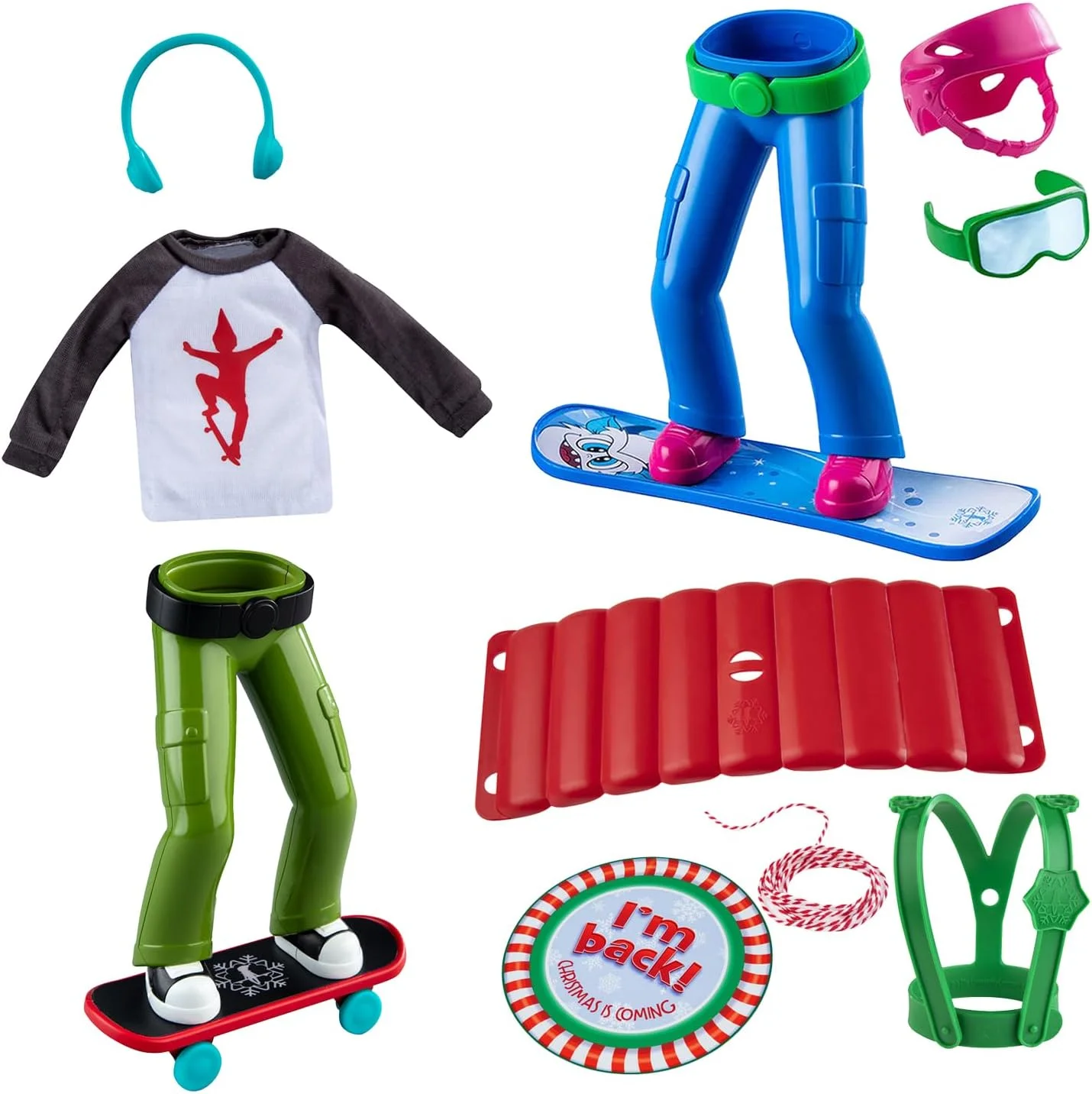 ست لباس ایستاده الف روی قفسه Claus Couture Slopes and Streets: اسکوتر ایستاده Stand-n-Scoot، ست اسکی Snow Play و کیف شادی ست لباس ایستاده الف روی قفسه Claus Couture Slopes and Streets: اسکوتر ایستاده Stand-n-Scoot، ست اسکی Snow Play و کیف شادی