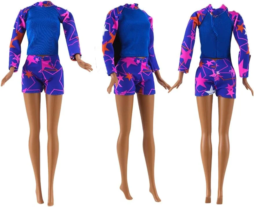 E-TING 5 ست لباس شنای بیکینی ساحلی لباس عروسک یک تکه با 5 جفت کفش برای عروسک های دخترانه 11.5 اینچی