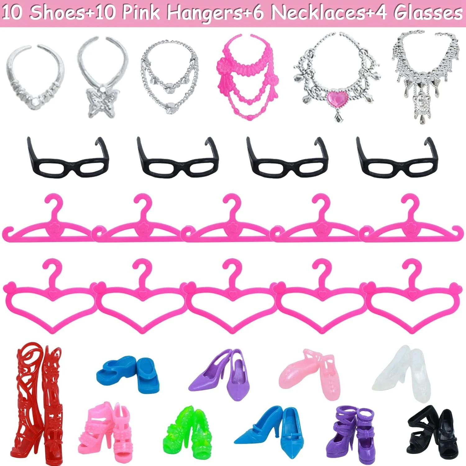 بسته 43 عددی لباس و لوازم جانبی عروسک BLIJOLA شامل 10 مینی لباس، 3 ست لباس مد روز دست ساز، 10 کفش، 20 لوازم جانبی عروسک زیبا برای عروسک دخترانه 11.5 اینچی