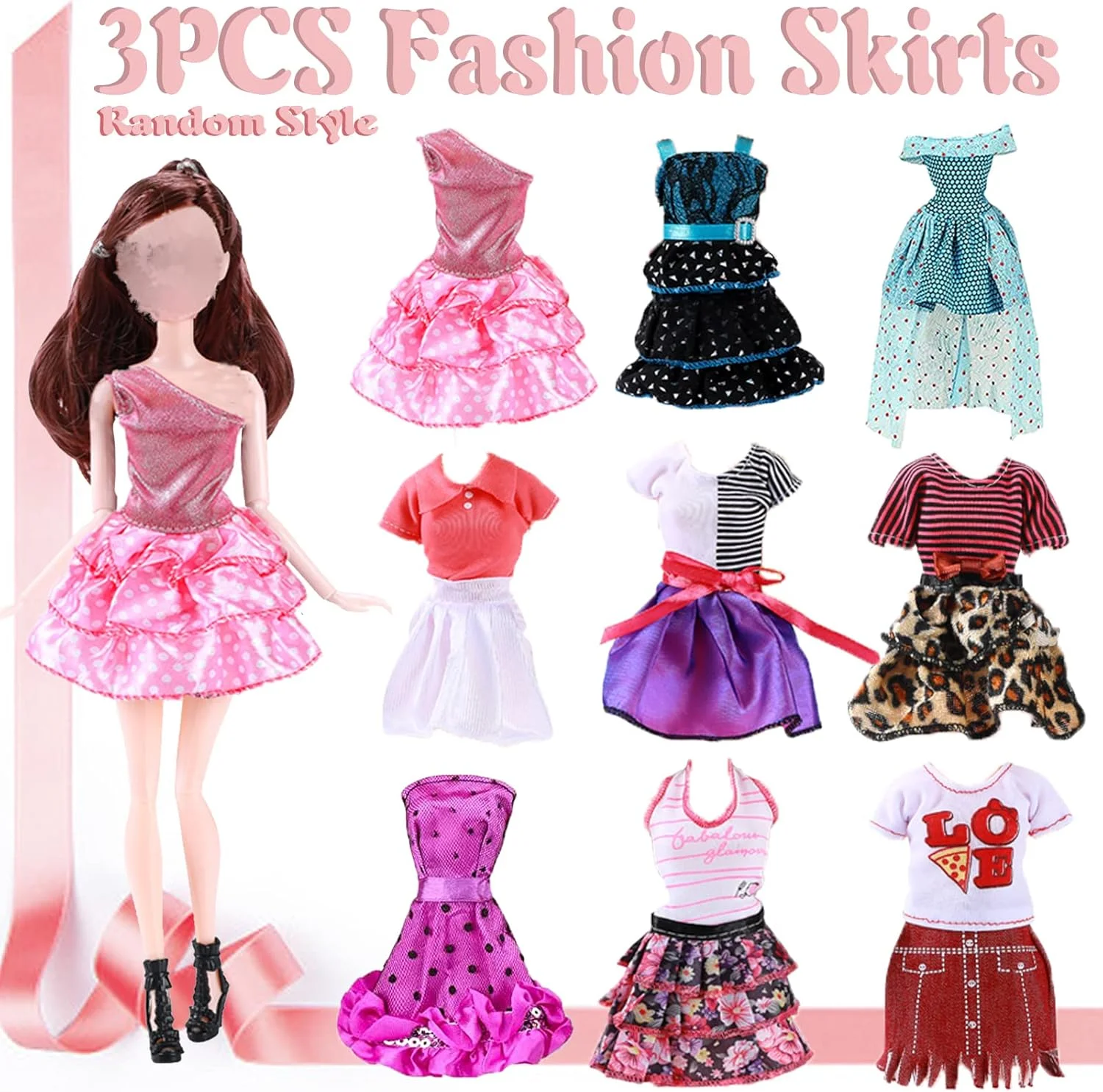 مجموعه لباس عروسک Carreuty شامل 40 تکه، 3 پیراهن، 5 دامن فانتزی، 6 لباس روزمره، 10 جفت کفش، 15 اکسسوری جواهرات و یک کوله پشتی صورتی، لباس های فانتزی برای عروسک دخترانه 11.5 اینچی