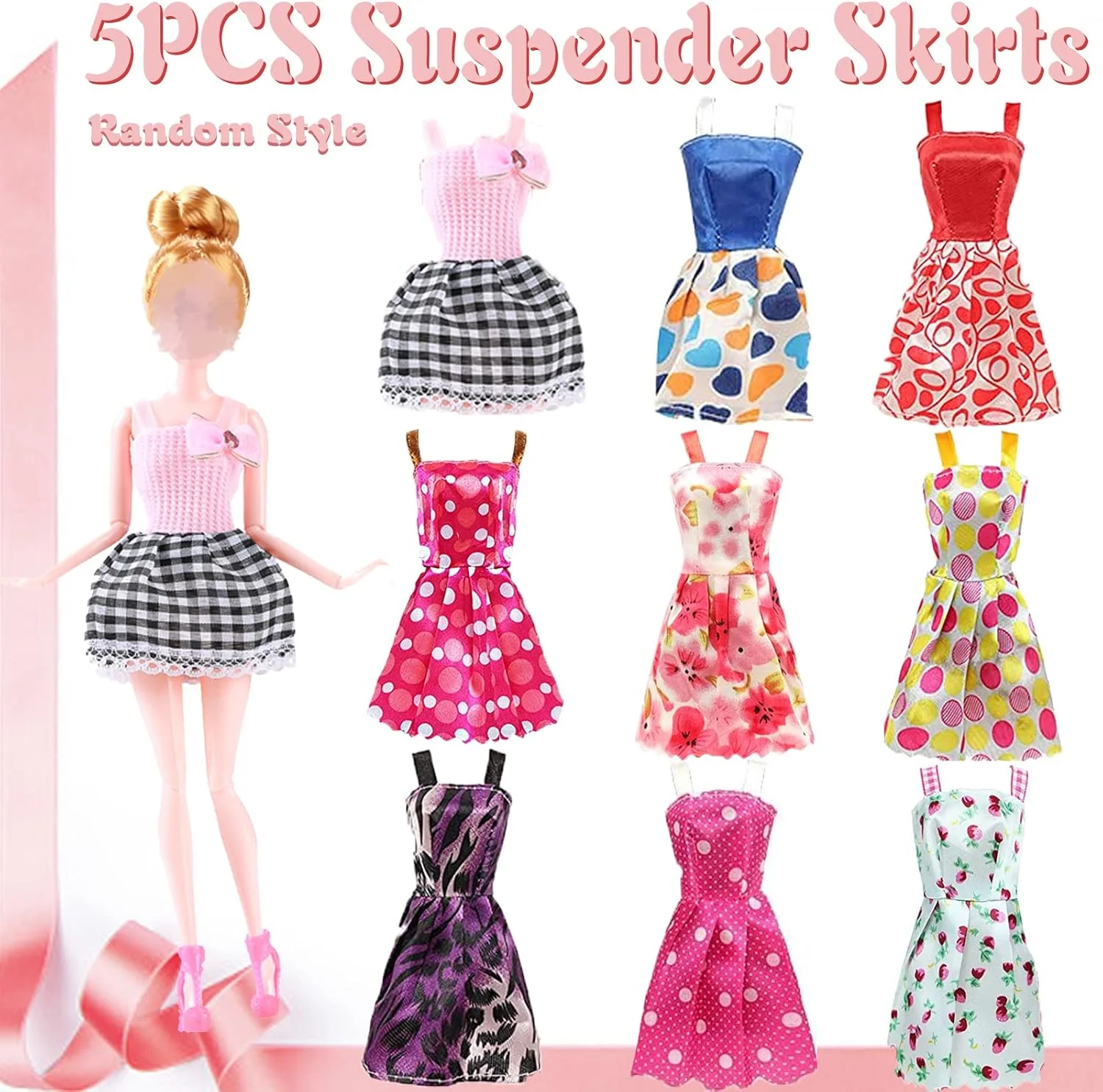 مجموعه لباس عروسک Carreuty شامل 40 تکه، 3 پیراهن، 5 دامن فانتزی، 6 لباس روزمره، 10 جفت کفش، 15 اکسسوری جواهرات و یک کوله پشتی صورتی، لباس های فانتزی برای عروسک دخترانه 11.5 اینچی