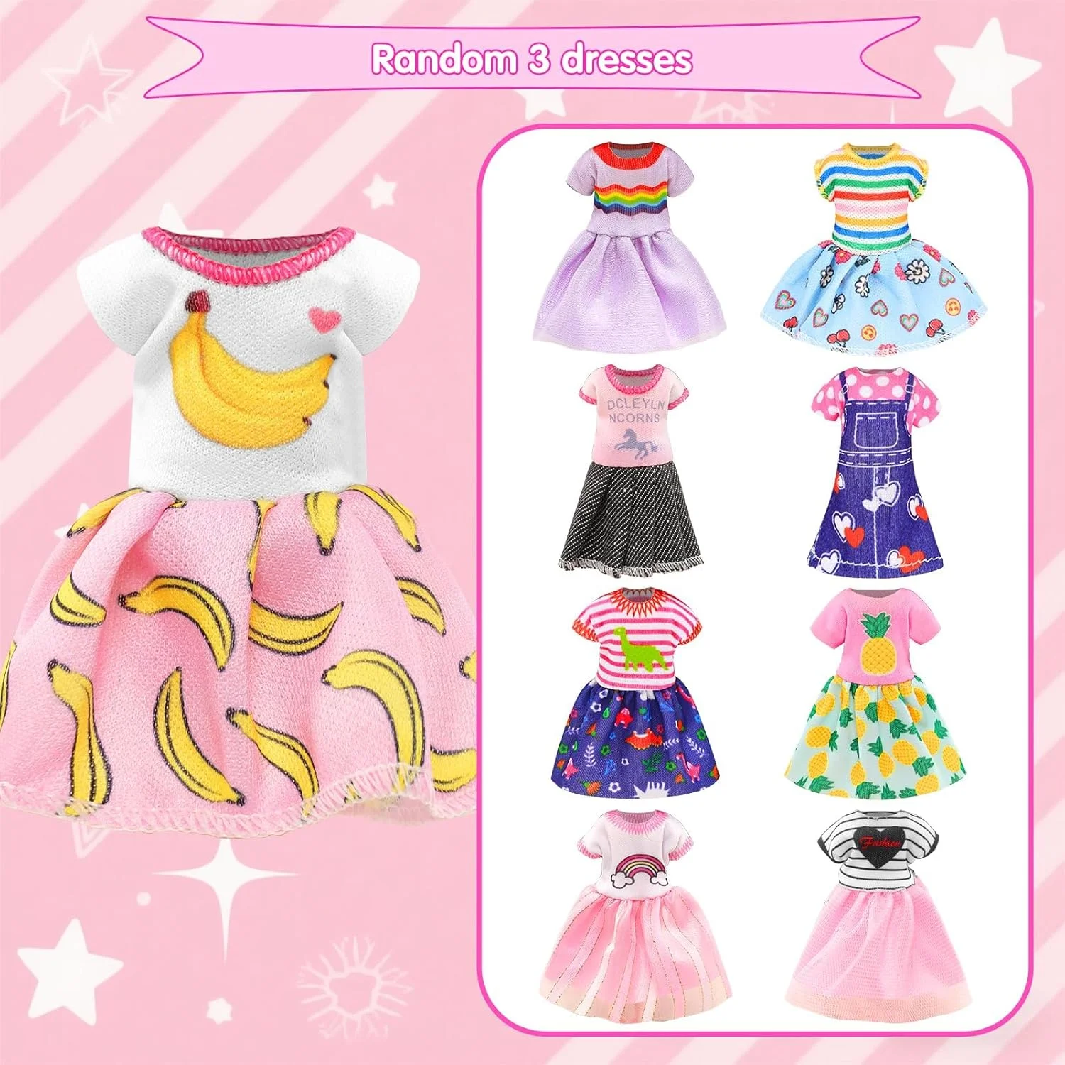 میونانا 27 تکه چمدان عروسکی، لباس و لوازم جانبی مسافرتی برای عروسک های 6 اینچی، شامل 1 چمدان، 6 لباس، 1 عینک، 19 لوازم جانبی مسافرتی