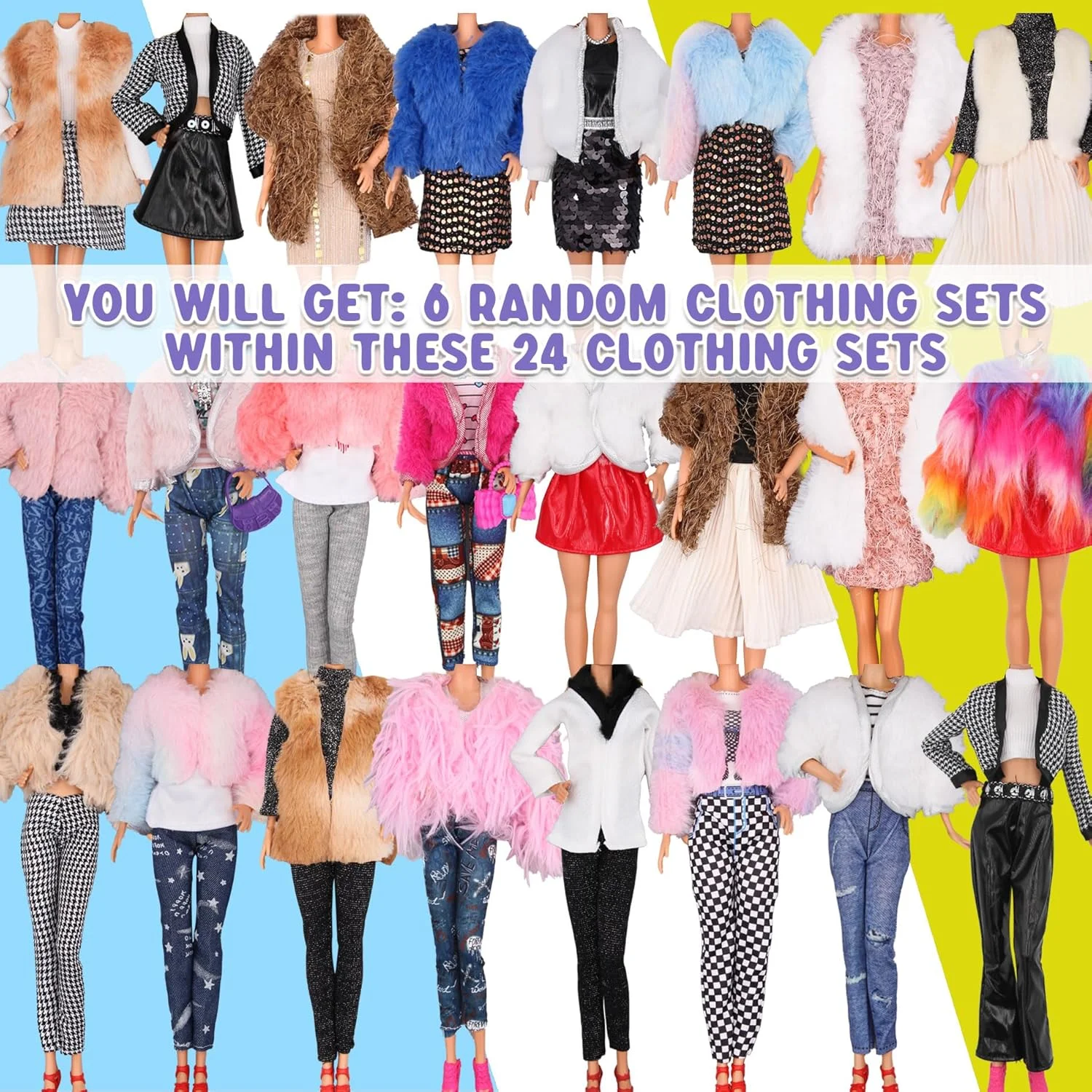 ست لباس زمستانی عروسک ZTWEDEN شامل کت، ژاکت، لباس برای عروسک دخترانه 30 سانتی‌متری، تاپ‌های بافتنی مد روز زمستانی 11.5 اینچی با شلوار جین، دامن لباس مهمانی، تی‌شرت، کلاه، شال، هدیه کریسمس