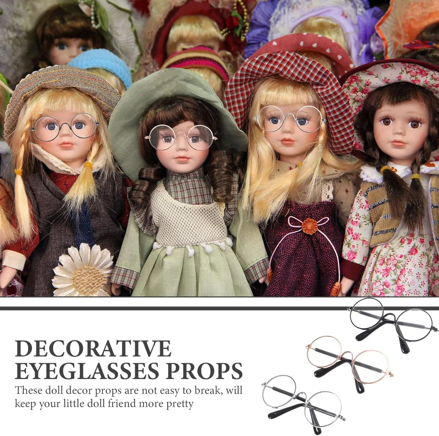 Toyvian 3 عدد عینک عروسکی، 3 جفت عینک فلزی با قاب سیمی، عینک مینیاتوری عروسک، مناسب برای عروسک های 18 اینچی، لوازم جانبی لباس عروسک های مینیاتوری، رنگ های متنوع، 8.3 سانتی متر Toyvian 3 عدد عینک عروسکی، 3 جفت عینک فلزی با قاب سیمی، عینک مینیاتوری عروسک، مناسب برای عروسک های 18 اینچی، لوازم جانبی لباس عروسک های مینیاتوری، رنگ های متنوع، 8.3 سانتی متر