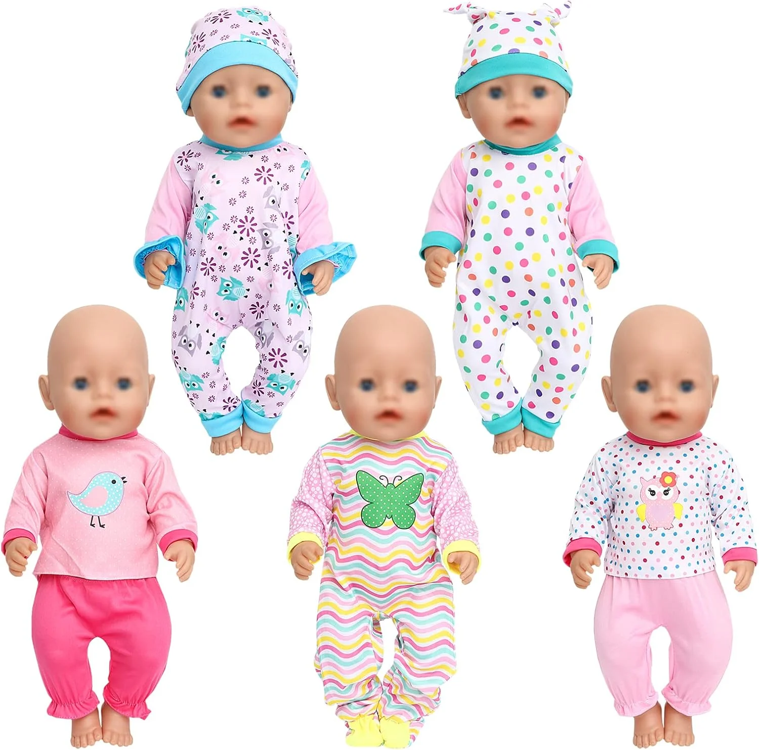 SOTOGO 5 ست لباس عروسک 18 اینچی، لباس عروسک، لوازم جانبی عروسک برای عروسک های 18 اینچی آمریکایی