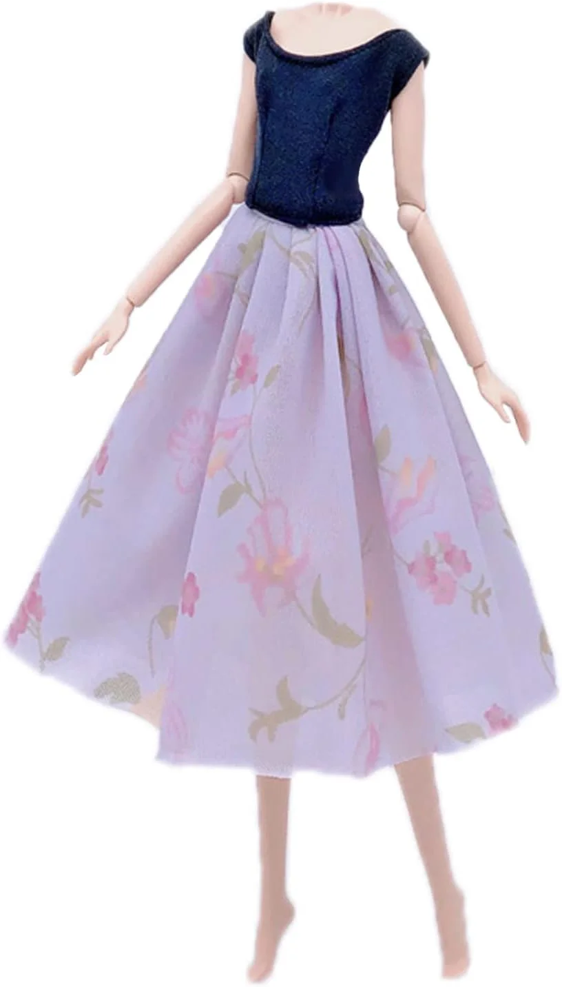 لباس و لوازم جانبی عروسک مد، 5 ست لباس عروسک + 12 جفت کفش با استایل تصادفی برای عروسک های دخترانه 11.5 اینچی (استایل E)