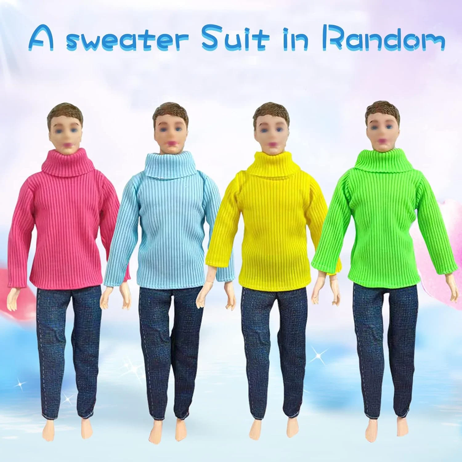 ست 20 تکه لباس عروسک سازگار با لباس و لوازم جانبی عروسک کن، شامل 1 دست لباس تصادفی، 3 تاپ، 3 شلوار، 2 شلوار بافتنی، 6 کفش، 1 عینک، 1 هدفون و 1 تخته موج سواری (استایل تصادفی)