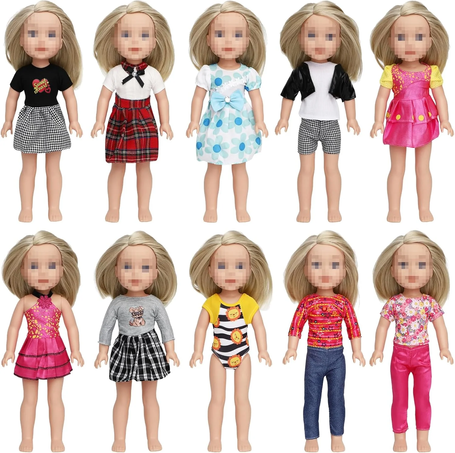 SOTOGO 10 ست لباس عروسک ولی آمریکایی، لباس، پیژامه، لباس شنا، لباس عروسک دخترانه مناسب برای عروسک های 14 تا 14.5 اینچی SOTOGO 10 ست لباس عروسک ولی آمریکایی، لباس، پیژامه، لباس شنا، لباس عروسک دخترانه مناسب برای عروسک های 14 تا 14.5 اینچی