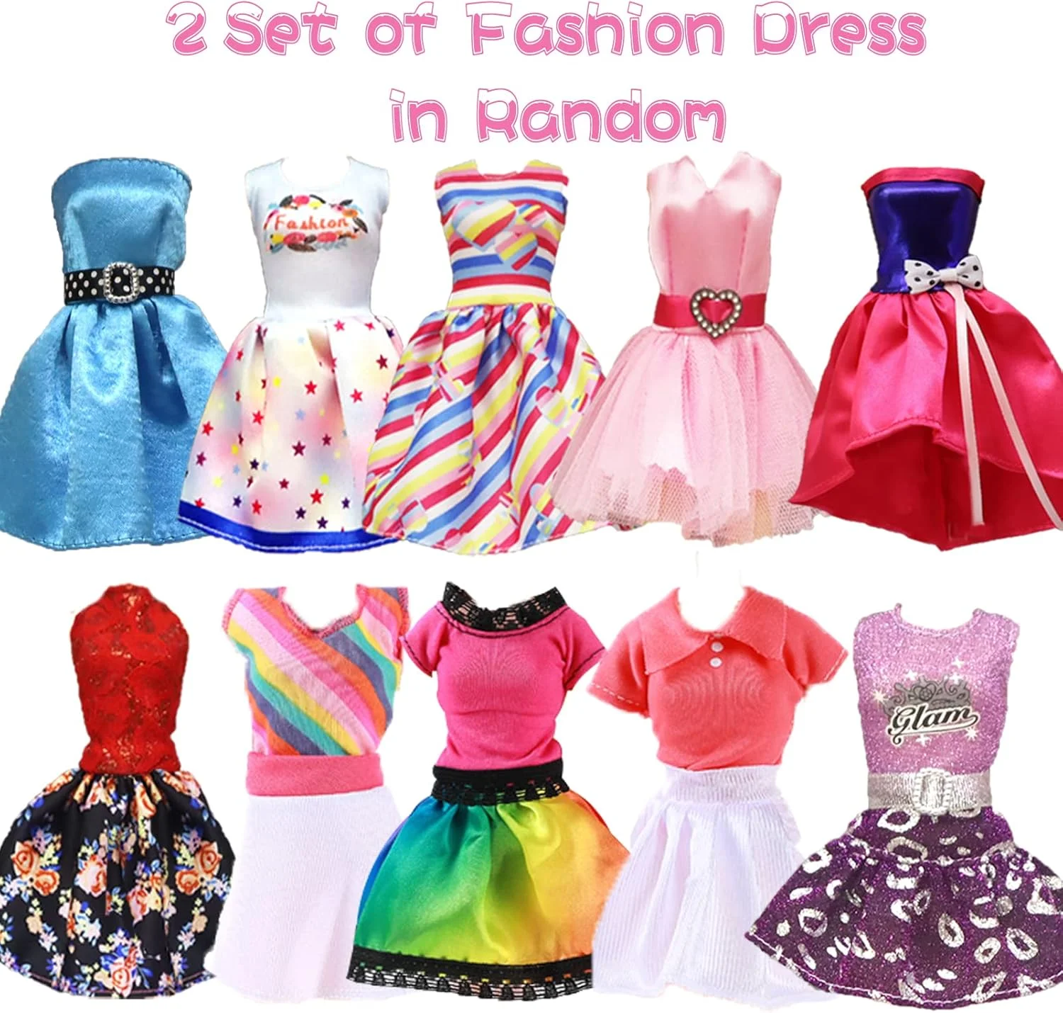 ست ۳۱ تکه لباس و لوازم جانبی Carreuty سازگار با عروسک باربی شامل ۳ لباس مد روز، ۳ تاپ، ۳ شلوار، ۱۰ جفت کفش، ۱۲ لوازم جانبی زیبایی تصادفی برای عروسک ها