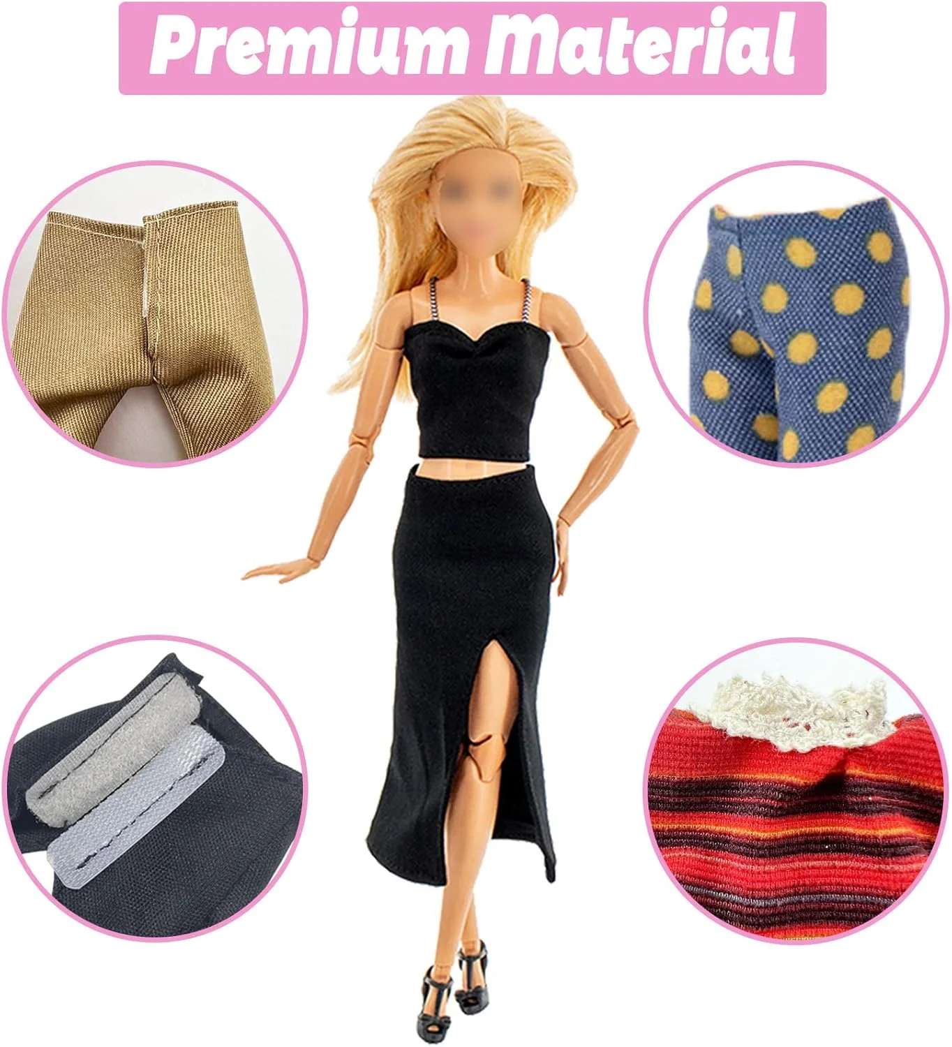 Carreuty بسته 16 عددی لباس و لوازم جانبی سازگار با عروسک های باربی، 6 لباس غیر رسمی (تاپ، شلوار، لباس بیرونی و پیراهن)، 10 جفت کفش برای عروسک های دخترانه 11.5 اینچی