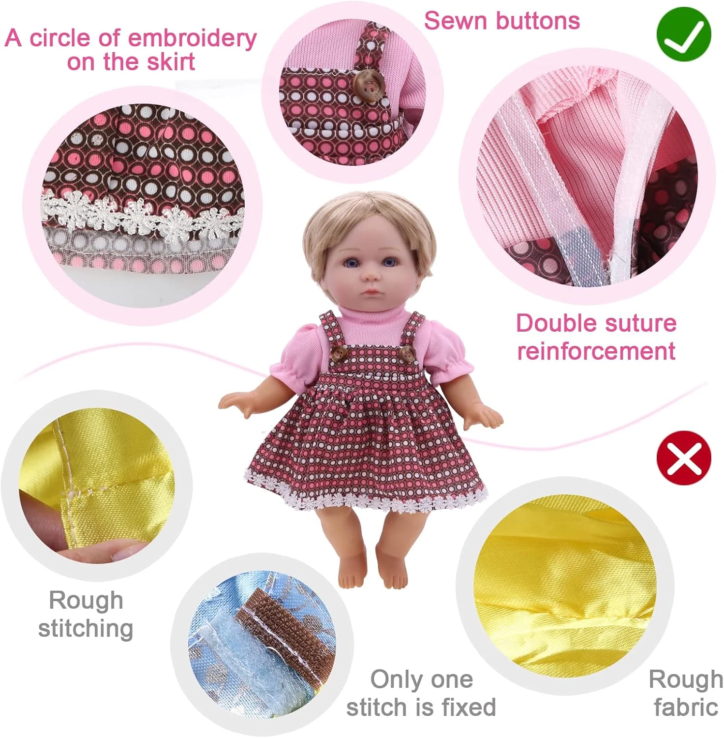 لباس و لوازم جانبی عروسک نوزاد MLcnleS - 12 ست لباس عروسک دخترانه برای عروسک های 12، 13، 14، 15، 16 اینچی - لباس های عروسکی زیبا و لوازم جانبی عروسک برای هدیه دختران
