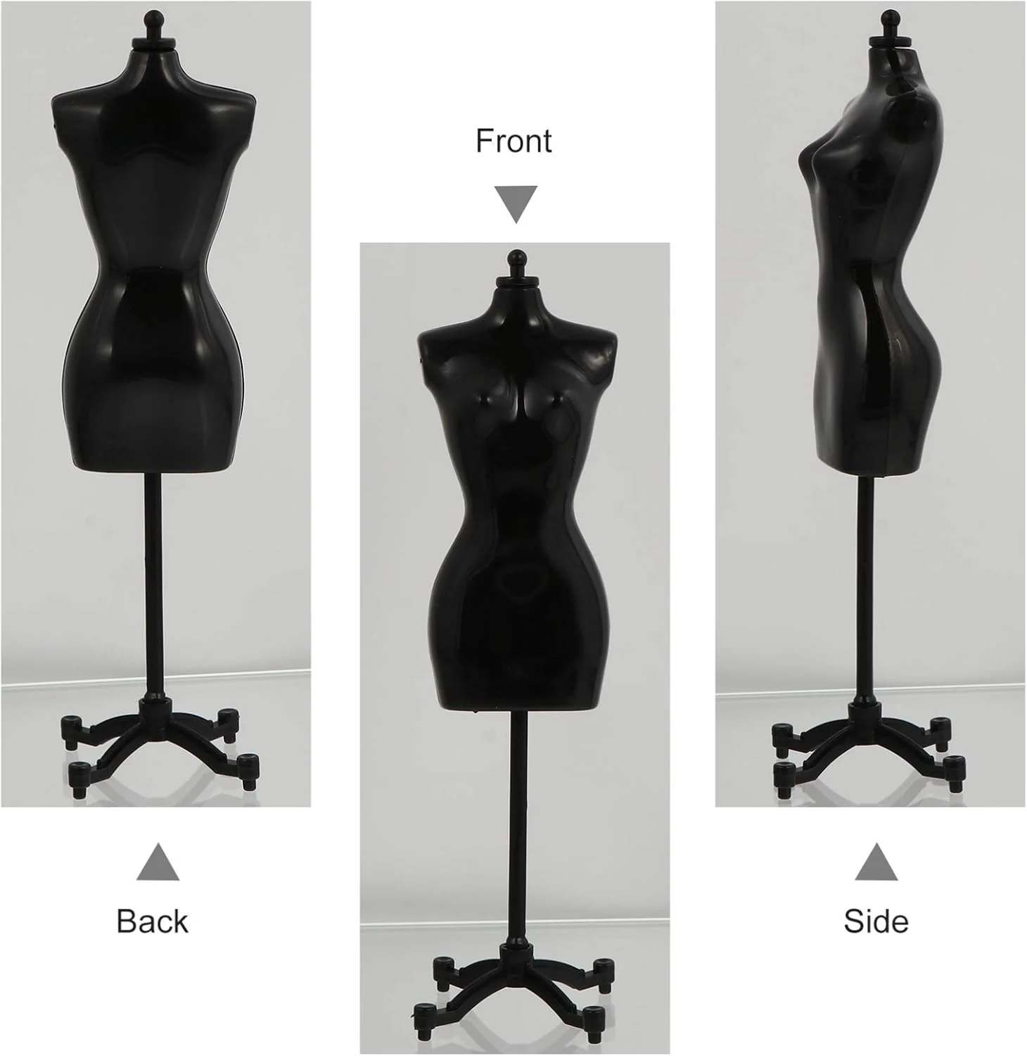 ZHUGI 6 عدد فرم لباس عروسک، لباس، مانکن کوچک، مدل پایه برای نمایش عروسک، پایه نگهدارنده، پشتیبانی نمایش، سفید و سیاه