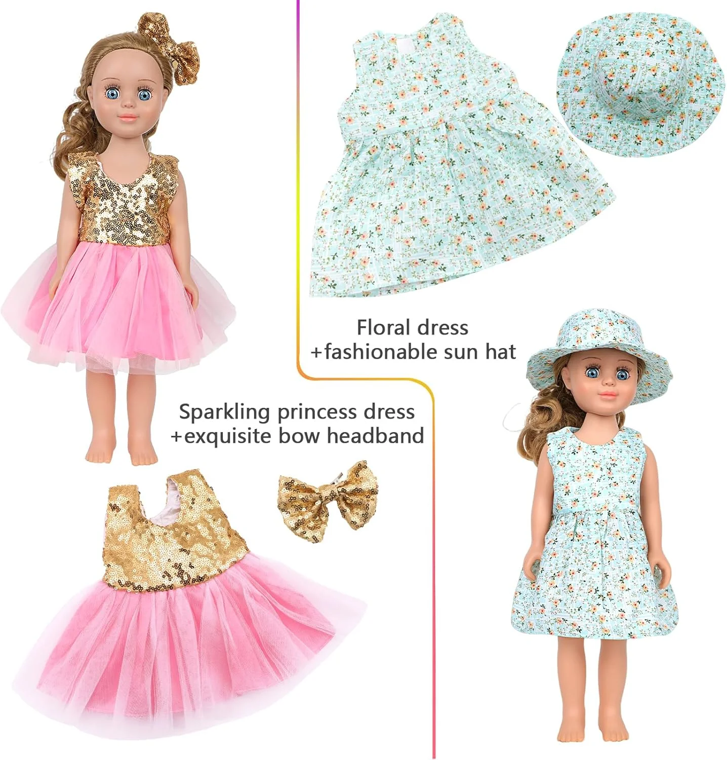 اریک و نیکول 10 تکه لباس و لوازم جانبی عروسک 18 اینچی مناسب برای عروسک های 18 اینچی - شامل 10 ست کامل لباس عروسک، لوازم جانبی عروسک با کلاه، لباس زیر و گیره مو اریک و نیکول 10 تکه لباس و لوازم جانبی عروسک 18 اینچی مناسب برای عروسک های 18 اینچی - شامل 10 ست کامل لباس عروسک، لوازم جانبی عروسک با کلاه، لباس زیر و گیره مو