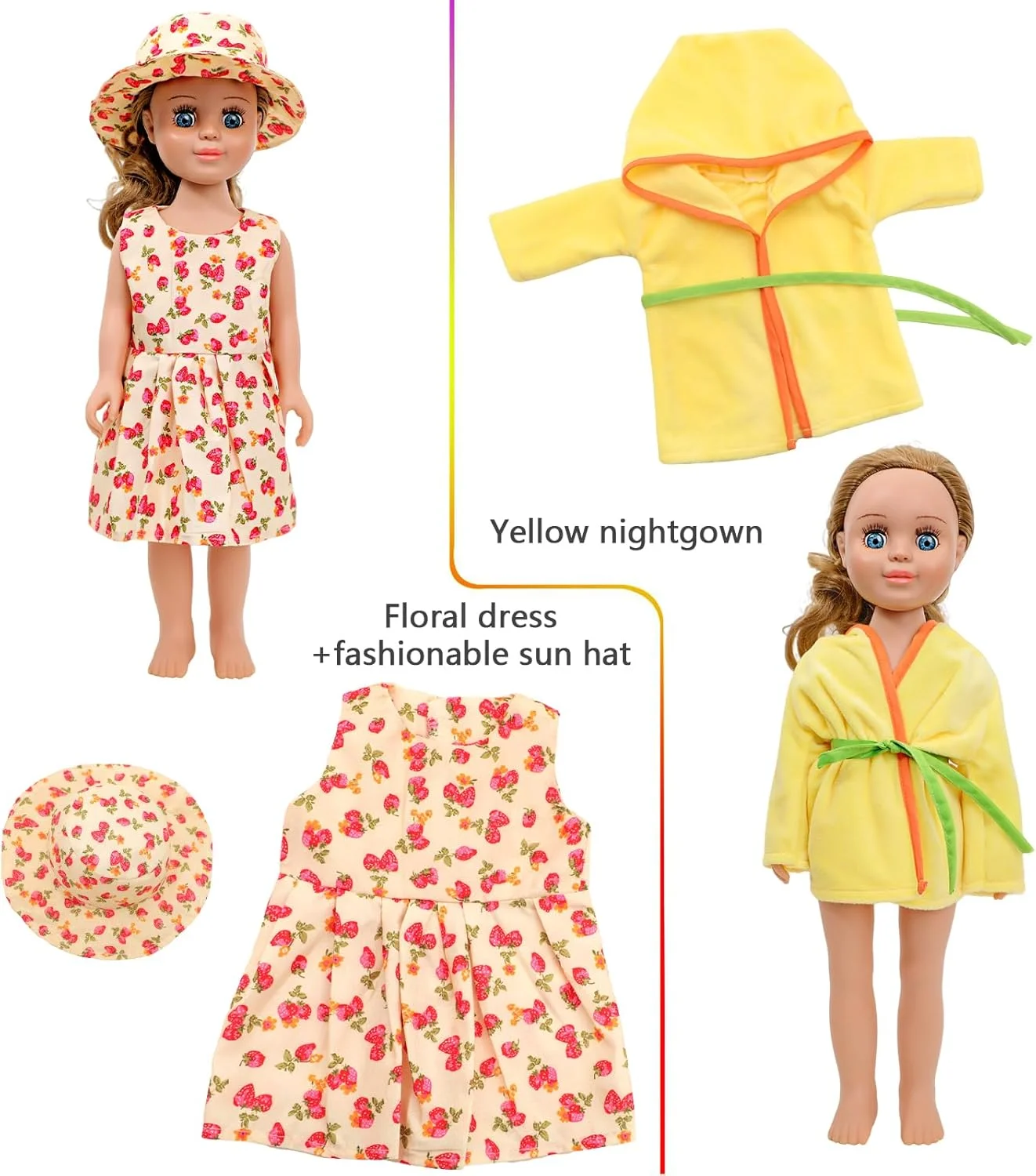 اریک و نیکول 10 تکه لباس و لوازم جانبی عروسک 18 اینچی مناسب برای عروسک های 18 اینچی - شامل 10 ست کامل لباس عروسک، لوازم جانبی عروسک با کلاه، لباس زیر و گیره مو اریک و نیکول 10 تکه لباس و لوازم جانبی عروسک 18 اینچی مناسب برای عروسک های 18 اینچی - شامل 10 ست کامل لباس عروسک، لوازم جانبی عروسک با کلاه، لباس زیر و گیره مو