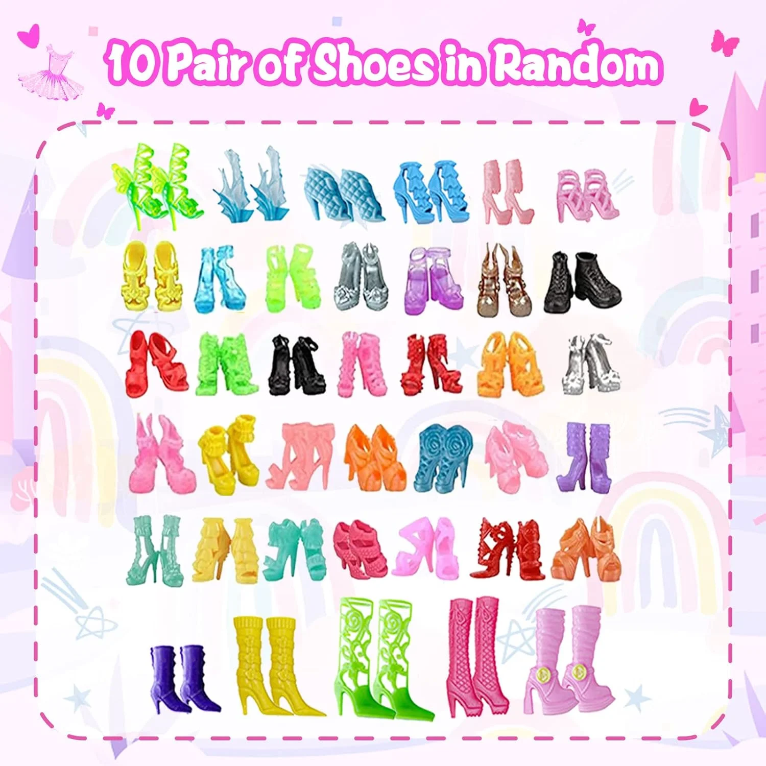 واندرگو 41 تکه لباس و لوازم جانبی عروسک، شامل 10 لباس مد، 20 کفش، 6 گردنبند و 5 کیف برای عروسک های 11.5 اینچی (مدل تصادفی)