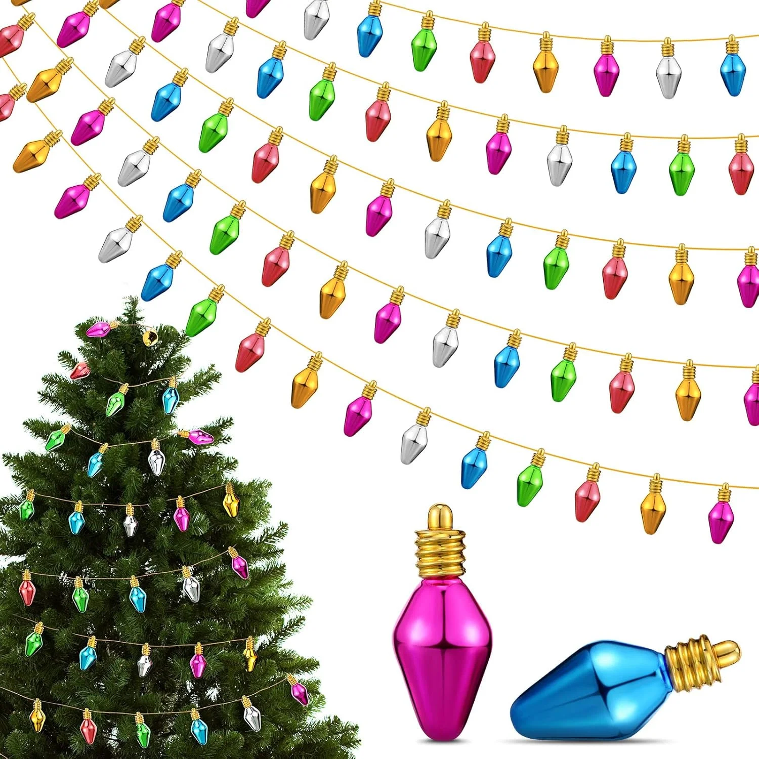 چراغ های خانه عروسکی کریسمس 1.2 اینچی، ریسه چراغ مصنوعی، لامپ درخت کریسمس، تزئینات حلقه گل، لوازم جانبی مبلمان مینیاتوری، ریسه چراغ کریسمس برای دکوراسیون مهمانی