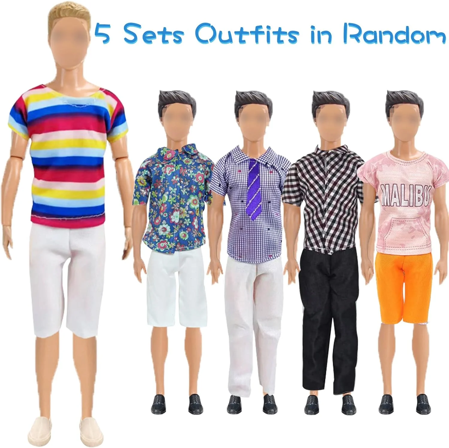 مجموعه 21 تکه لباس و لوازم جانبی عروسک کن Carreuty شامل 1 دست کت و شلوار، 5 تاپ، 5 شلوار، لباس های غیر رسمی، 2 شورت ساحلی، 4 جفت کفش، 1 عینک و 1 تخته موج سواری برای لباس های عروسک پسرانه 12 اینچی به صورت تصادفی