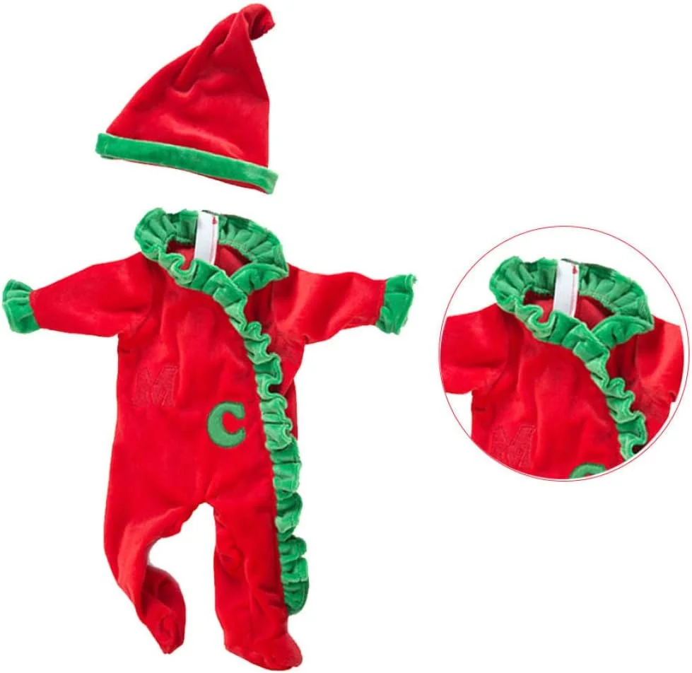 ست لباس عروسک کریسمس قرمز و سبز 18 اینچی، شامل شنل، لباس و کت و شلوار عروسک مناسب برای هدیه تولد کریسمس دخترانه، 3 تکه