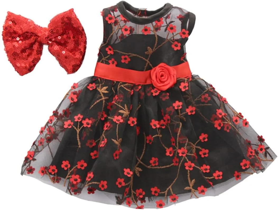 لباس عروسک 18 اینچی دخترانه با تل مو و لوازم جانبی مشکی