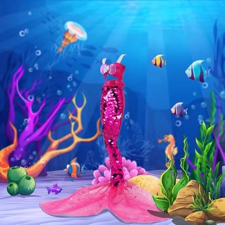 یونیکورن المنت 5 تکه لباس و لوازم جانبی دم پری دریایی عروسک دخترانه 11.5 اینچی (عروسک ها شامل نمی شوند) - لباس تابستانی دم پری دریایی، مایو، بیکینی