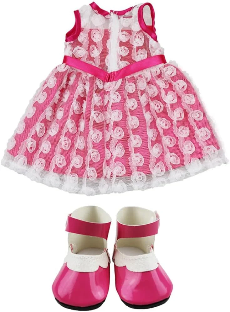 لباس عروسک 18 اینچی دست ساز، لباس های دوست داشتنی با کفش، لباس عروسک برای عروسک های 18 اینچی، 1 ست لباس عروسک، اسباب بازی و سرگرمی