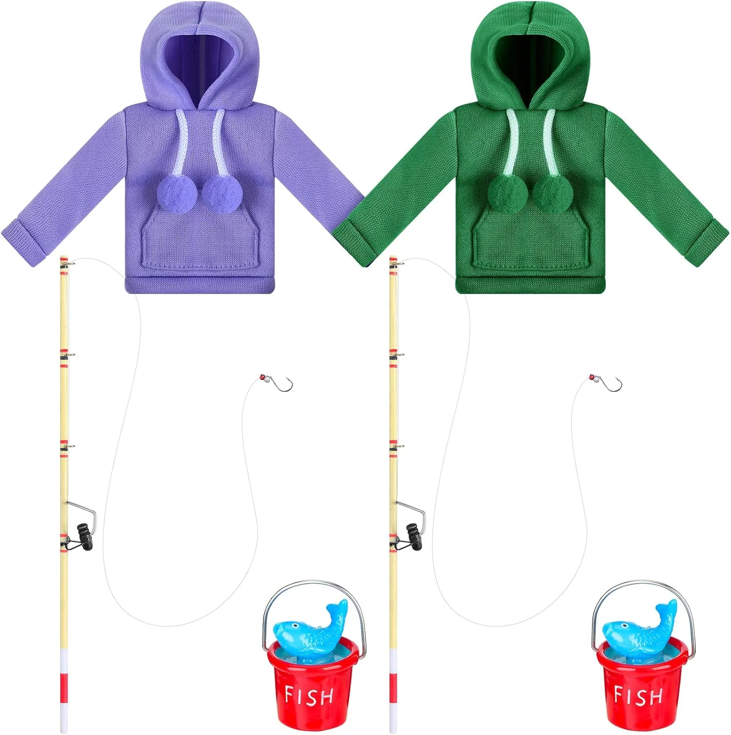 ست 6 تکه لوازم جانبی کریسمس الف Meooeck شامل 2 دست لباس عروسک الف تعطیلات و 4 لوازم جانبی جدید عروسک الف برای کودک