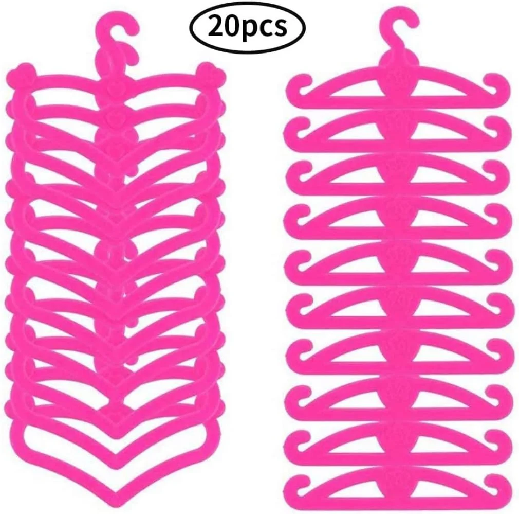چوب لباسی لباس عروسک، مینی چوب لباسی لباس عروسک، لوازم جانبی اسباب بازی لباس دخترانه 20 عددی، لوازم جانبی لباس جهانی عروسک، اسباب بازی و سرگرمی